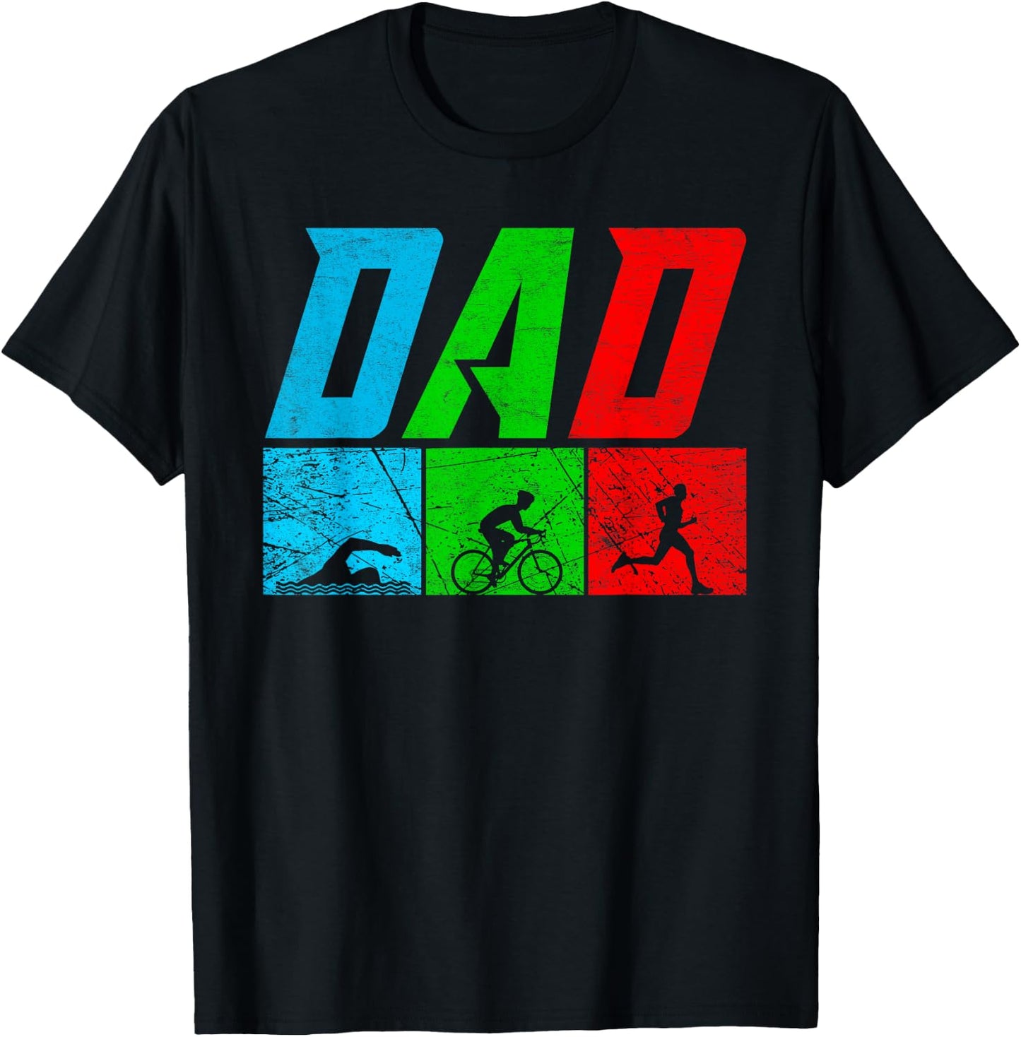 Fathers TRIATHLON DAD Triathletics Funny Triathlete T-Shirt - T-Shirt | Black