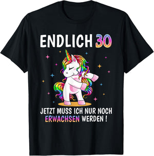 30th Birthday Woman Women Party Outfit Funny Unicorn , black T-Shirt - T-Shirt | Black