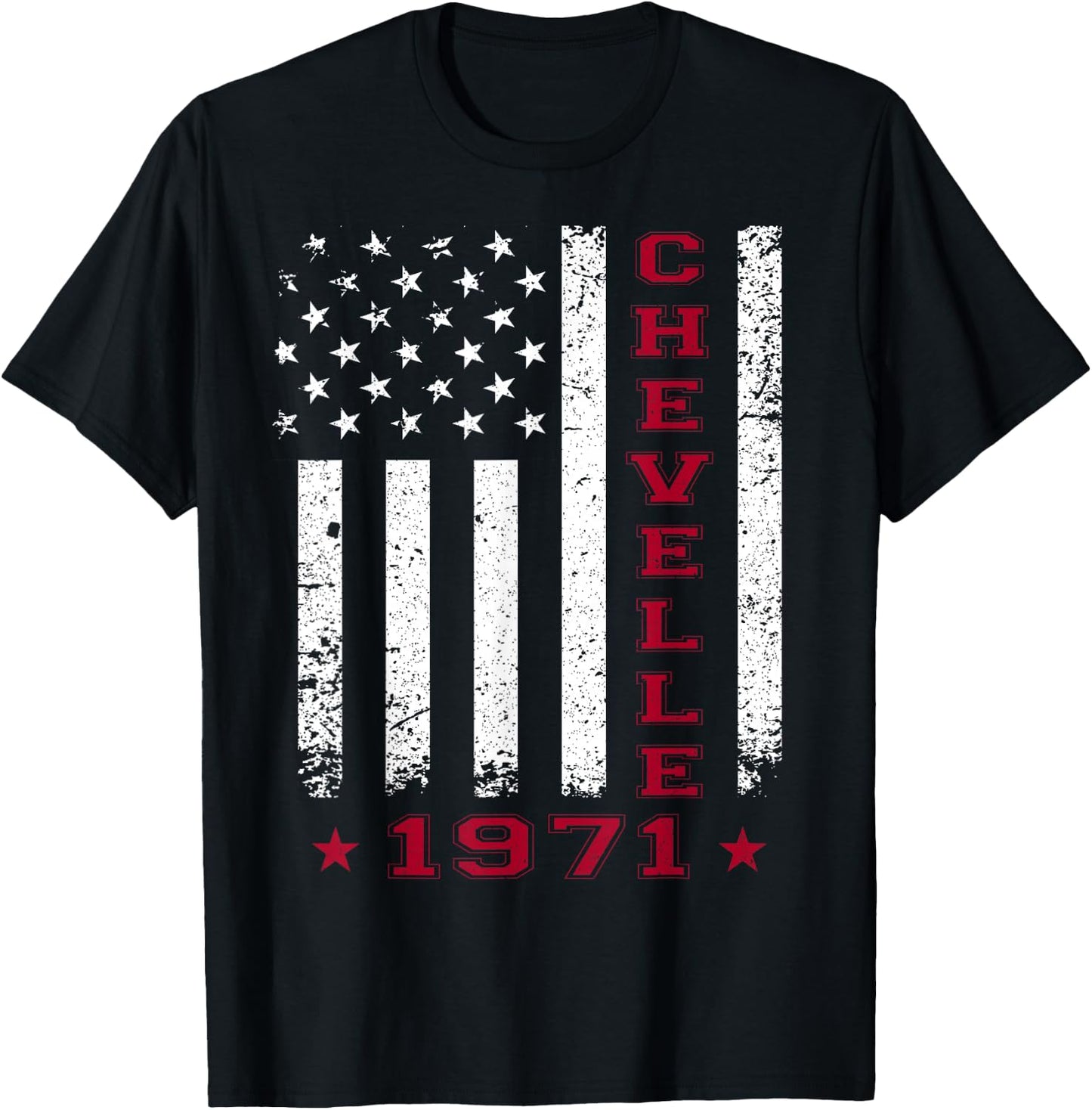 American Flag Jersey Style Chevelle 71 1971 Muscle Car T-Shirt - T-Shirt | Black
