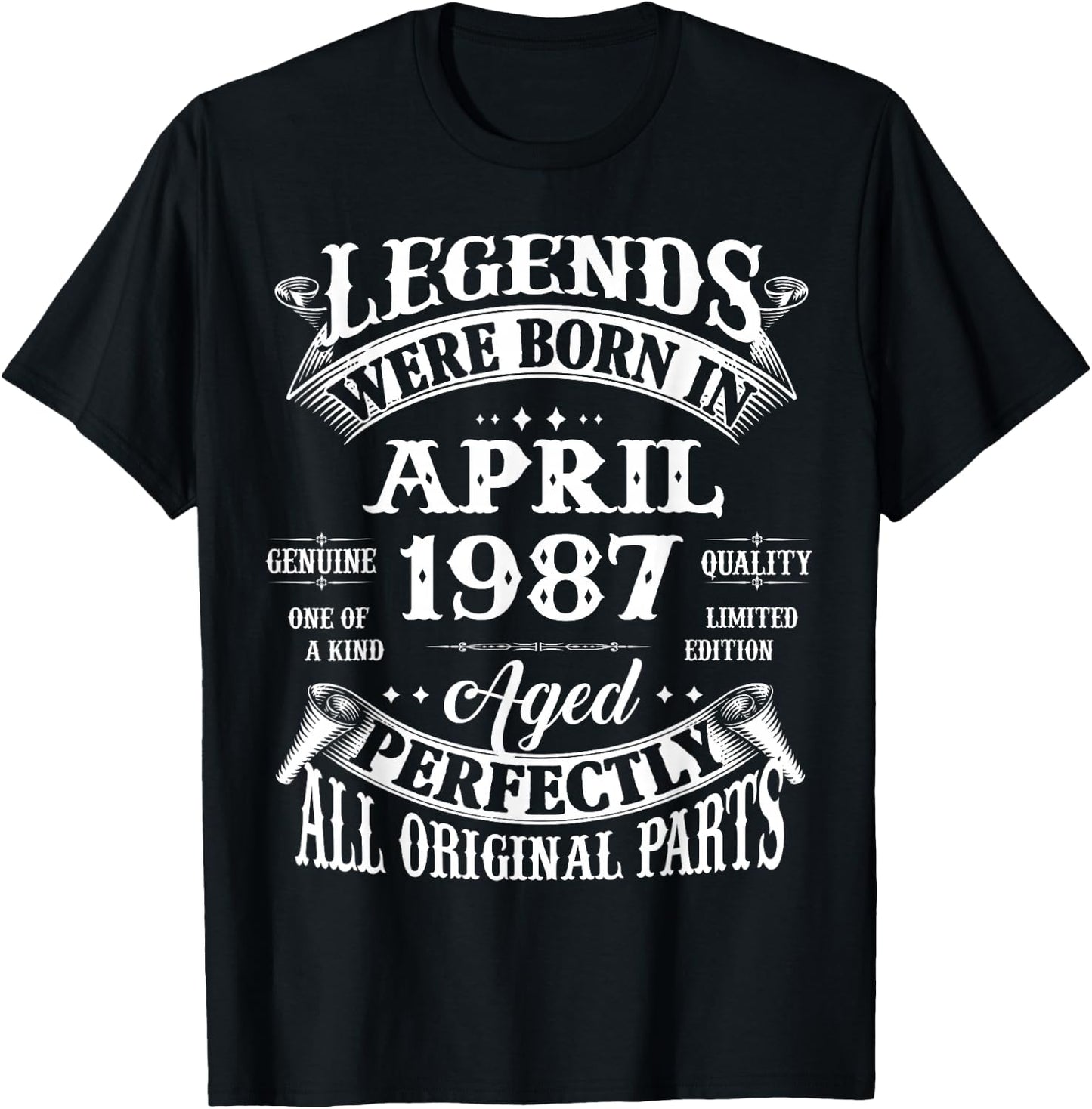 39th Birthday Legends Born In April 1987 39 Years Old T-Shirt - T-Shirt | Black