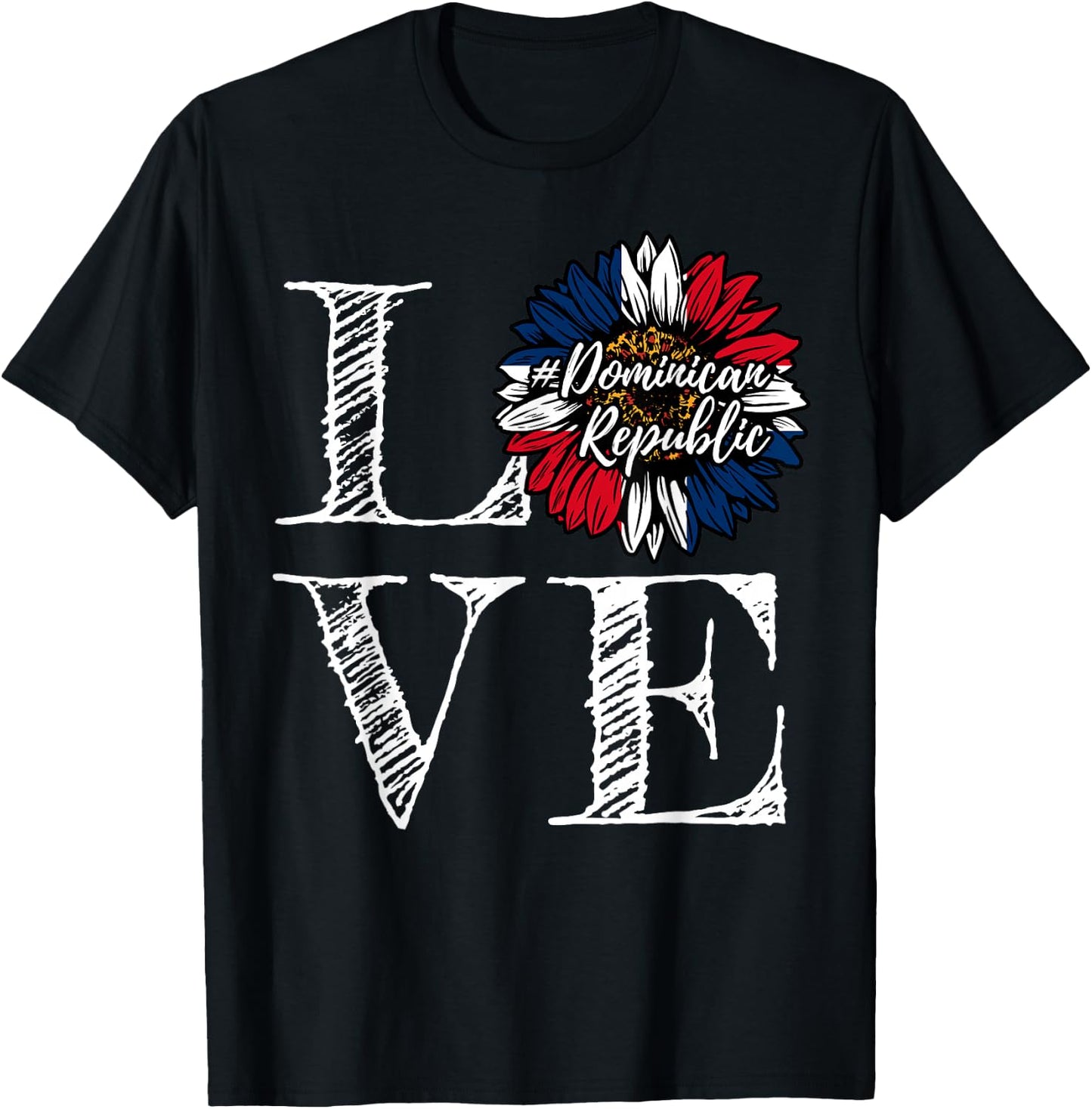 Sunflower Dominican Republic Love Dominican Flag T-Shirt - T-Shirt | Black