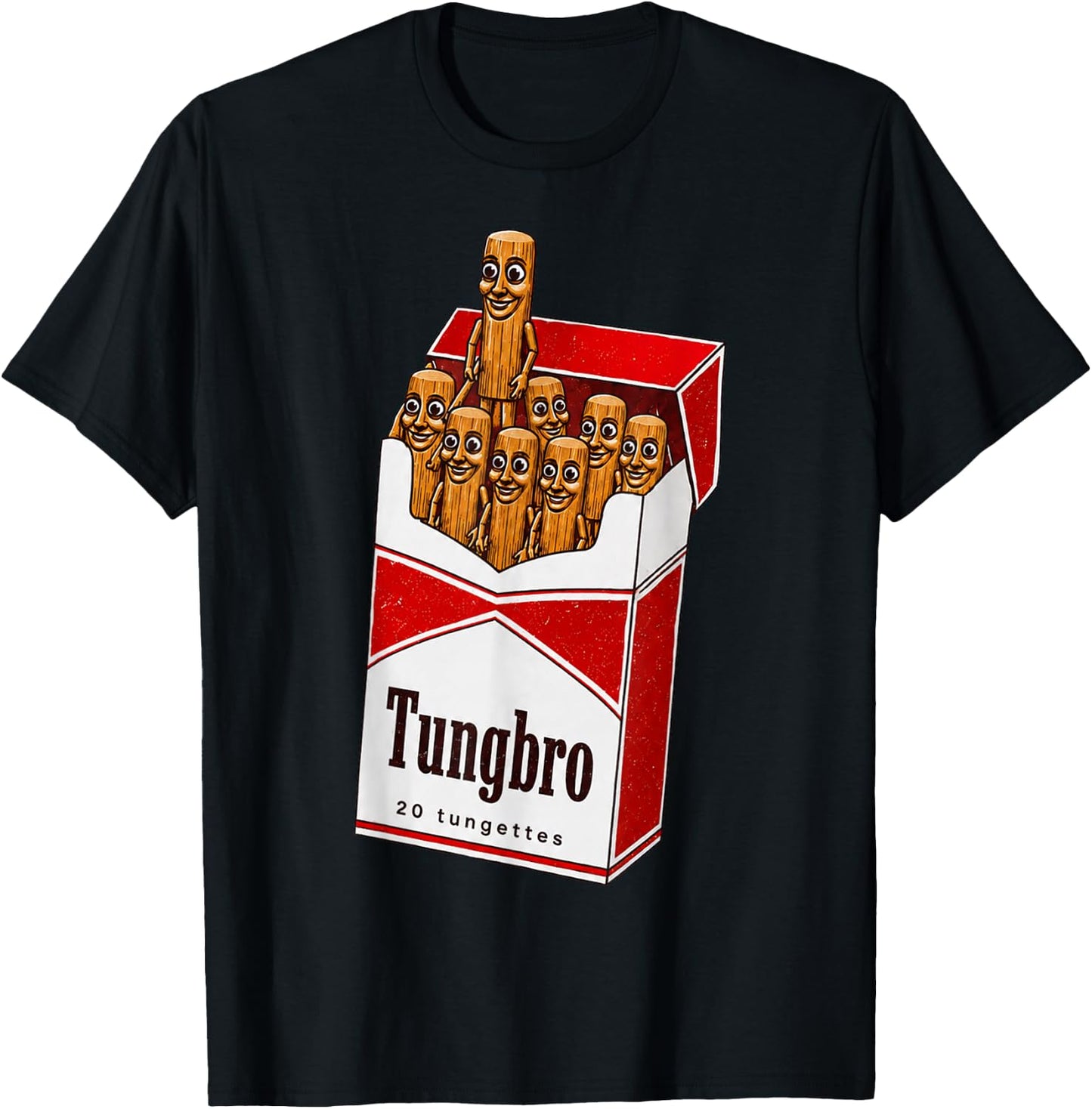 Tung Tung Sahur Cigarette Pack Parody Funny Brainrot Meme T-Shirt - T-Shirt | Black