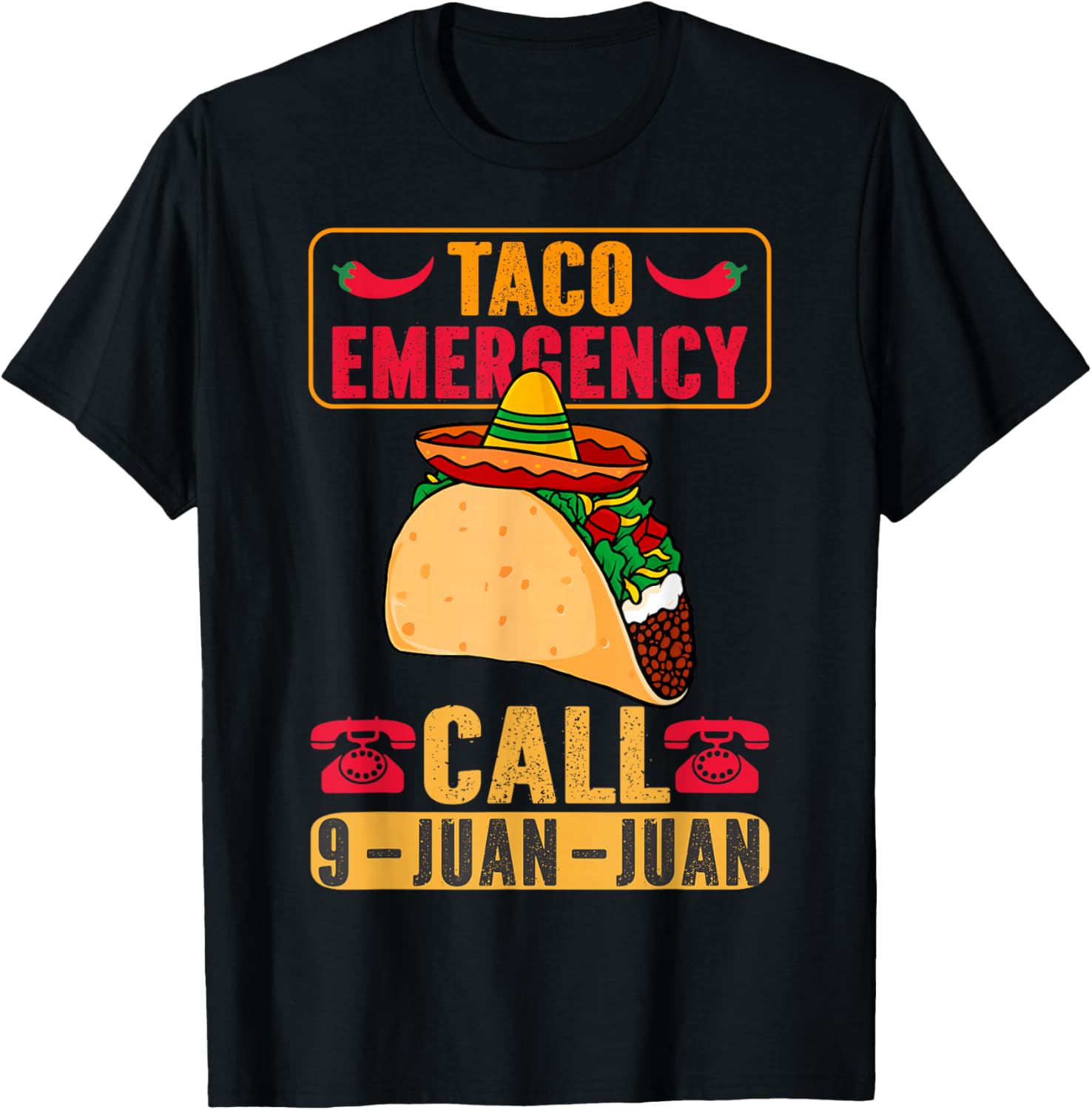 Funny Taco Emergency Cinco de Mayo Men Women Fiesta Mexican T-Shirt - T-Shirt | Black
