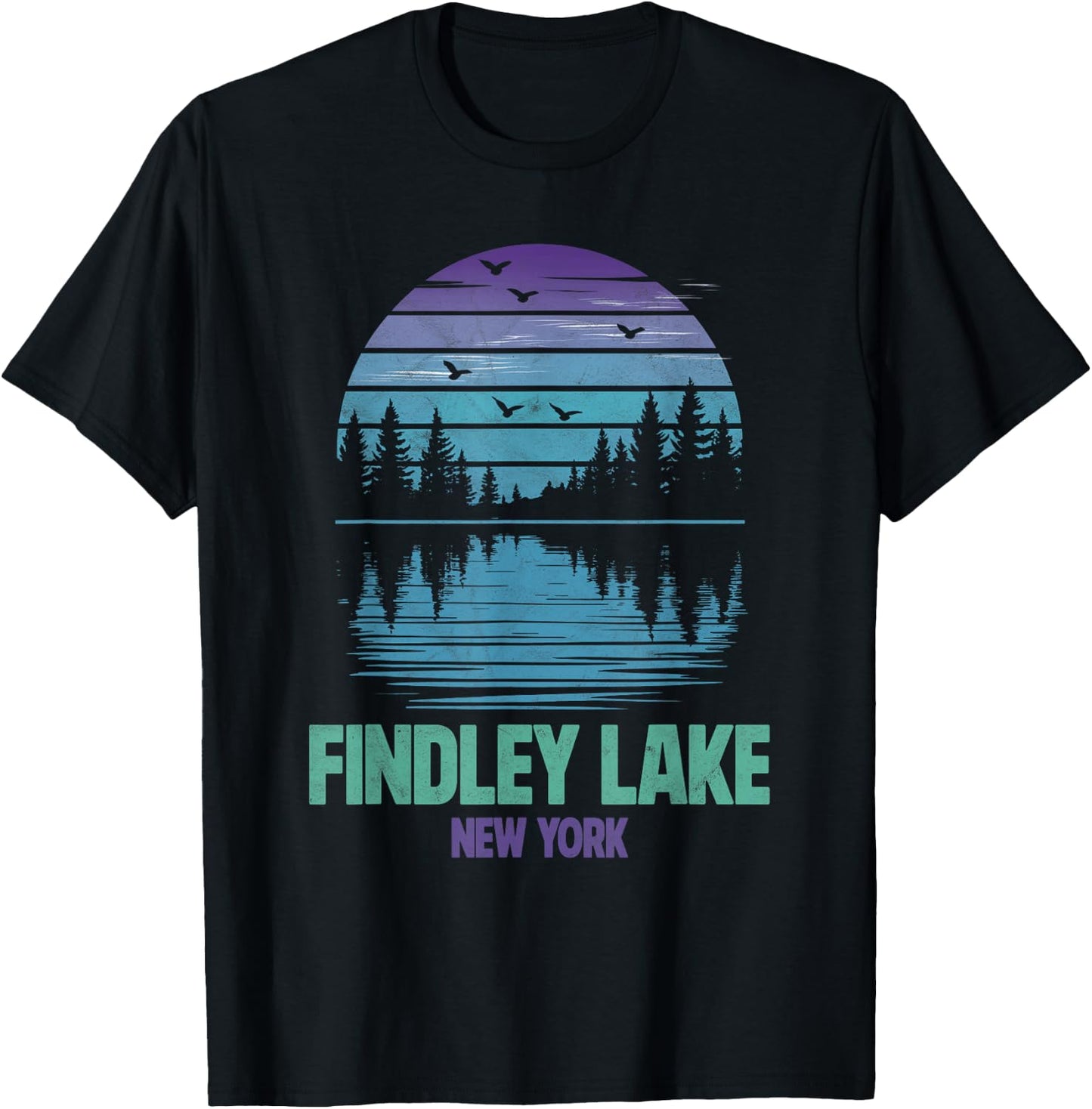Findley Lake New York Outdoors Vintage T-Shirt - T-Shirt | Black