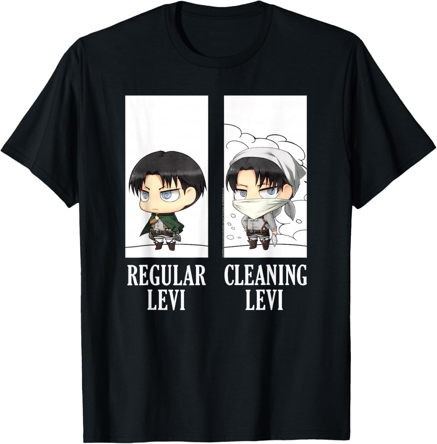 Attack on Titan Regular/Cleaning Levi Chibi AOT Anime T-Shirt - T-Shirt | Black