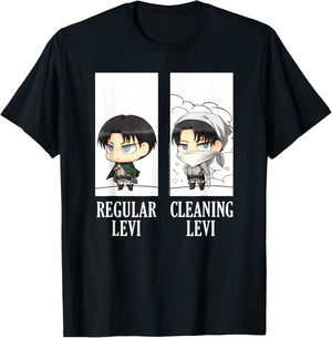 Attack on Titan Regular/Cleaning Levi Chibi AOT Anime T-Shirt - T-Shirt | Black