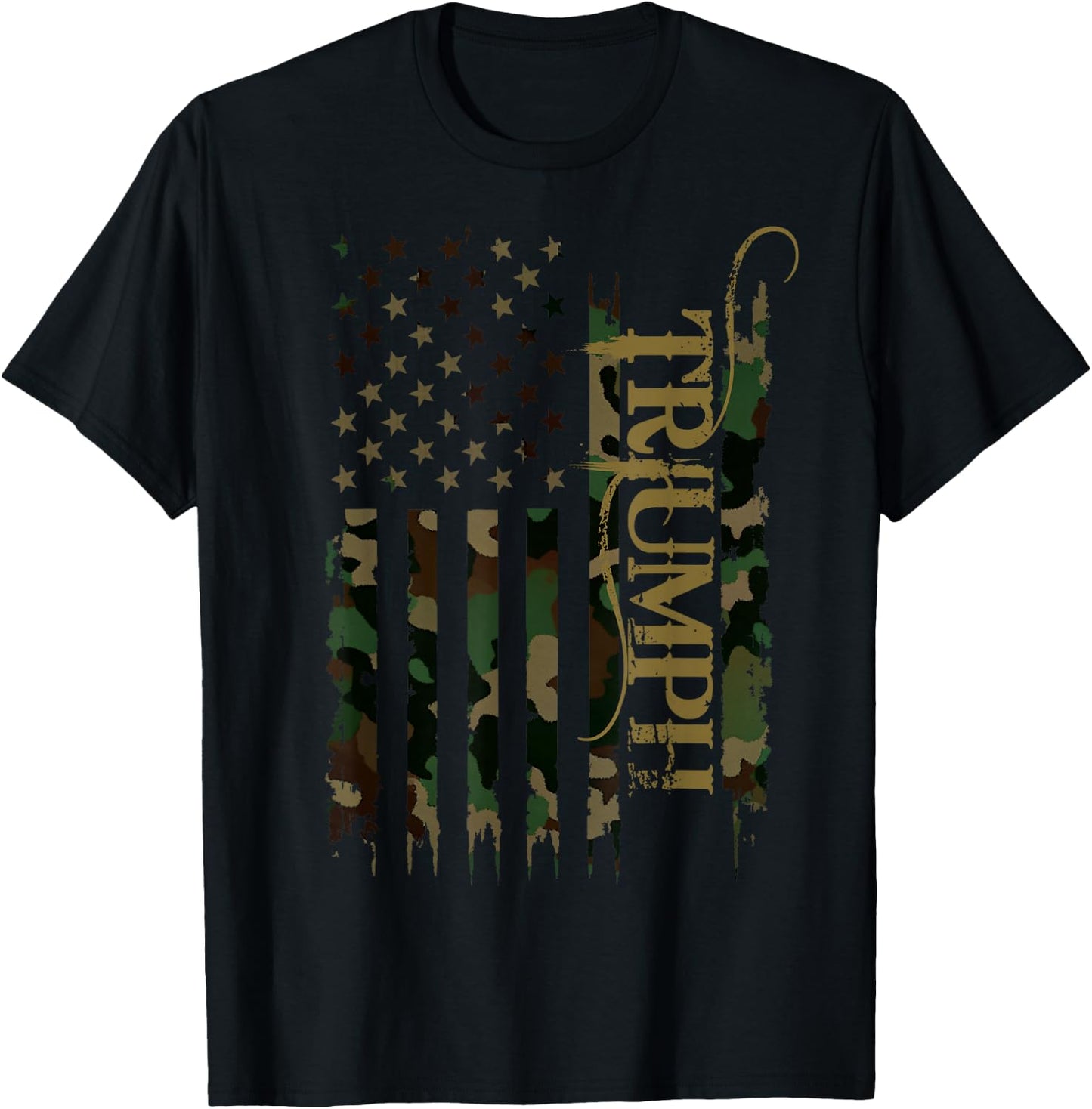 Triumph United States Distressed Camo US Flag , black T-Shirt - T-Shirt | Black