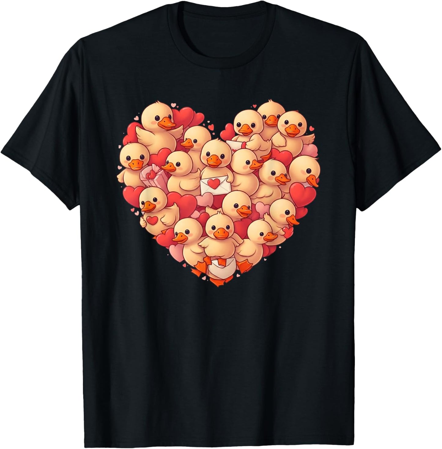 Funny Valentine's Day Duck Heart Shaped Duck , Men and Kids , Black, S T-Shirt - T-Shirt | Black