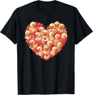 Funny Valentine's Day Duck Heart Shaped Duck , Men and Kids , Black, S T-Shirt - T-Shirt | Black