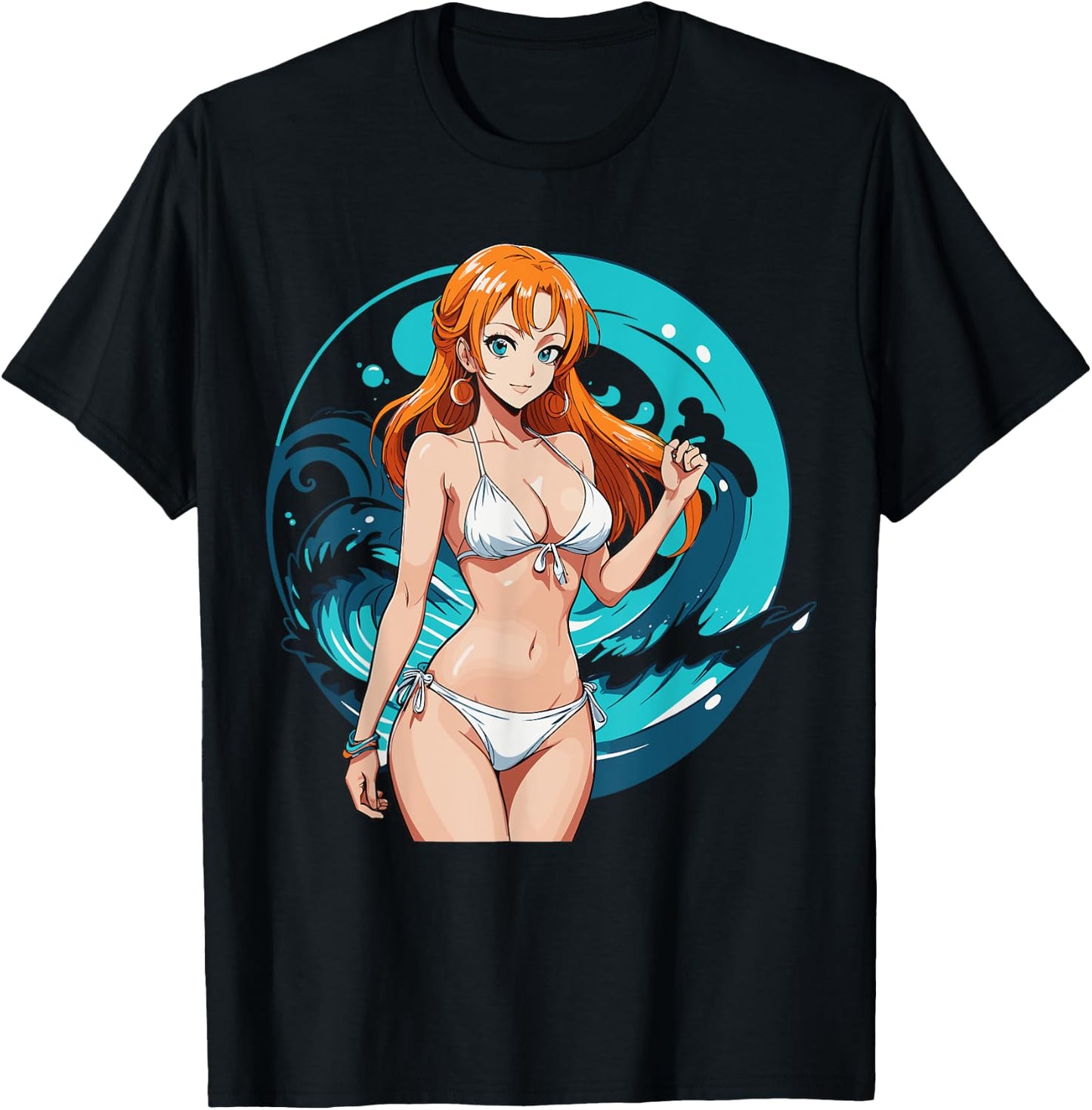 Sexy Waifu Beach Anime Girl Japanese T-Shirt - T-Shirt | Black