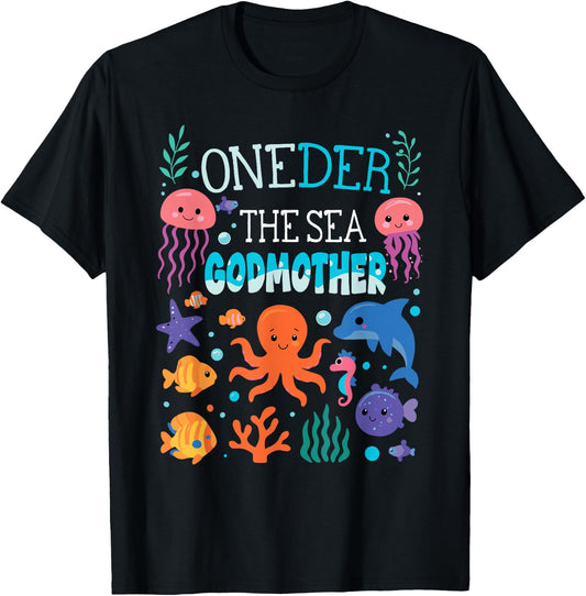 Under Sea Godmother Birthday Girl Boy Matching Family Party T-Shirt - T-Shirt | Black