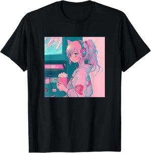 Japanese Anime Girl T-Shirt - T-Shirt | Black