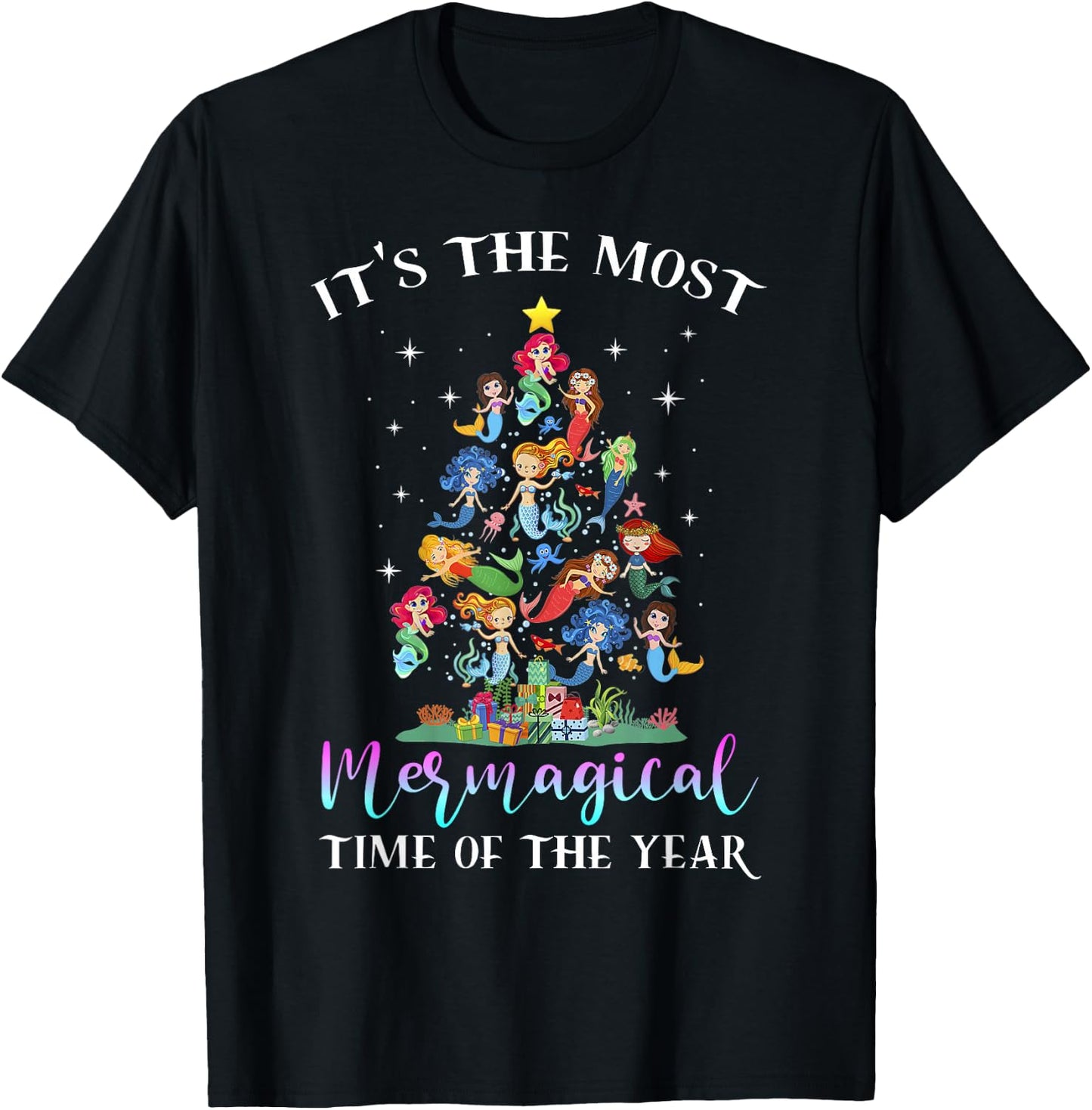 It's The Most Mermagical Of Year Mermaid Christmas Tree T-Shirt - T-Shirt | Black