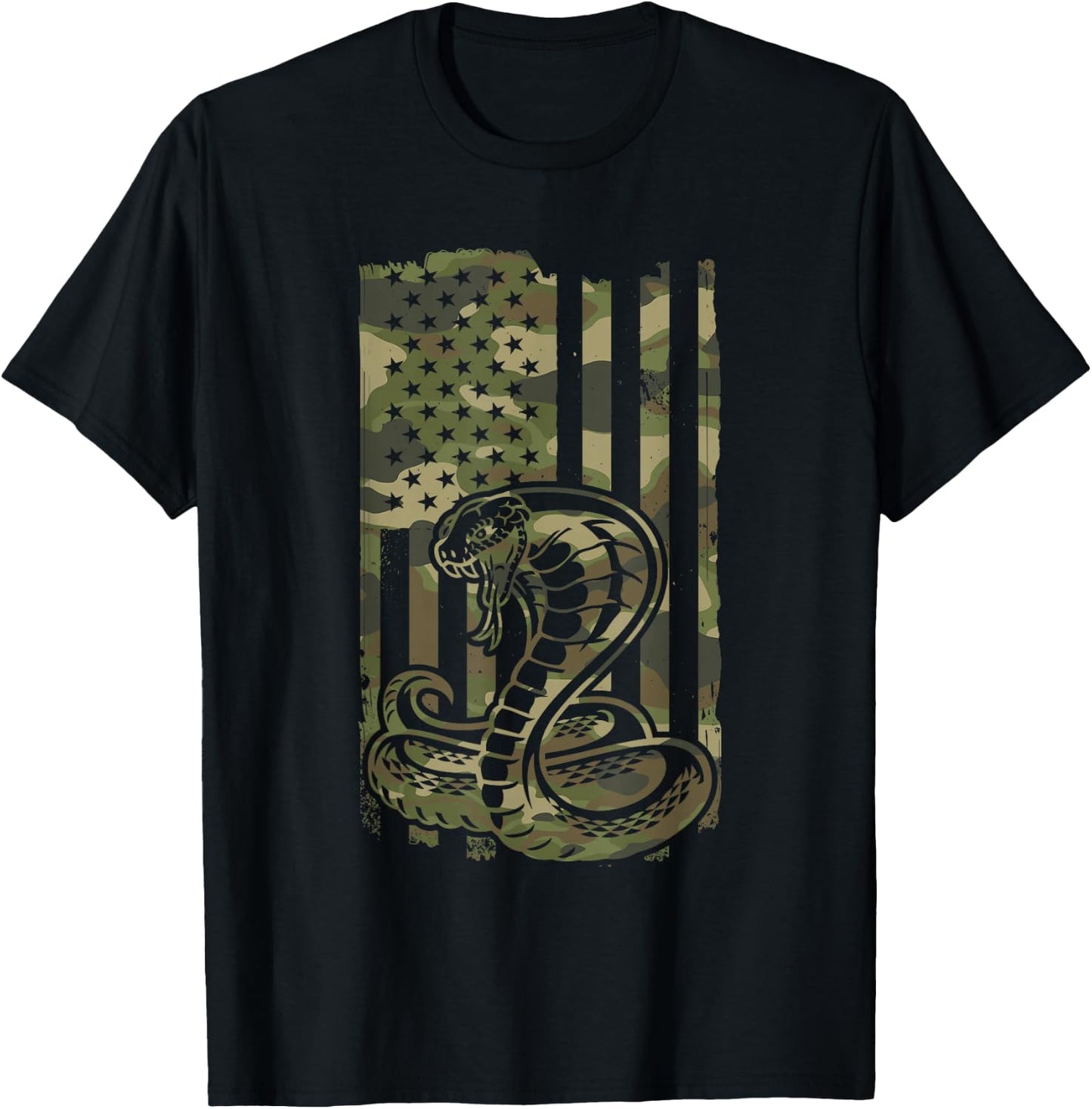 Snake Graphic Design - Python Snake Owner USA Flag 4th July T-Shirt - T-Shirt | Black