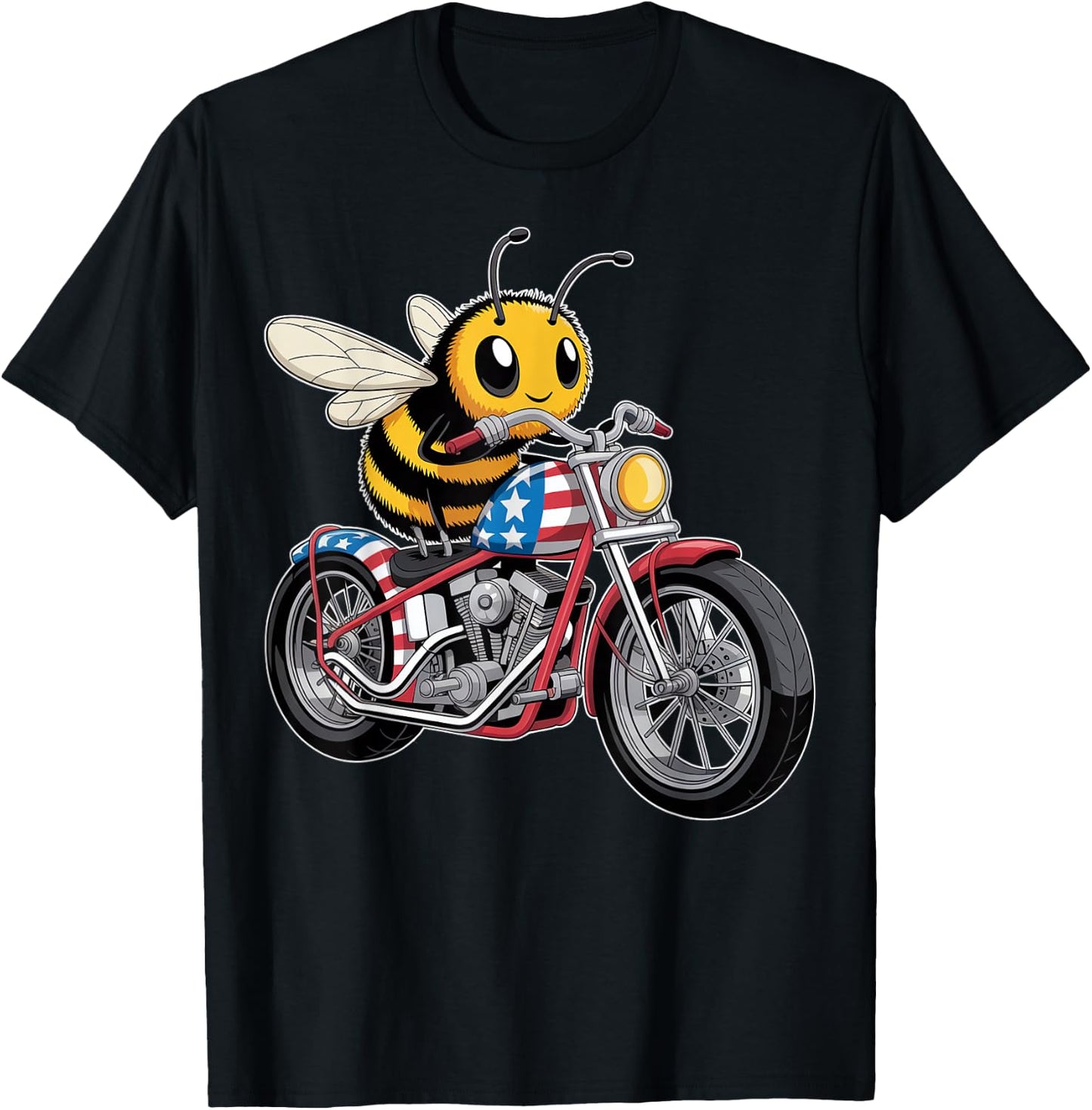 Patriotic Bee Motorcycle Rider T-Shirt - T-Shirt | Black
