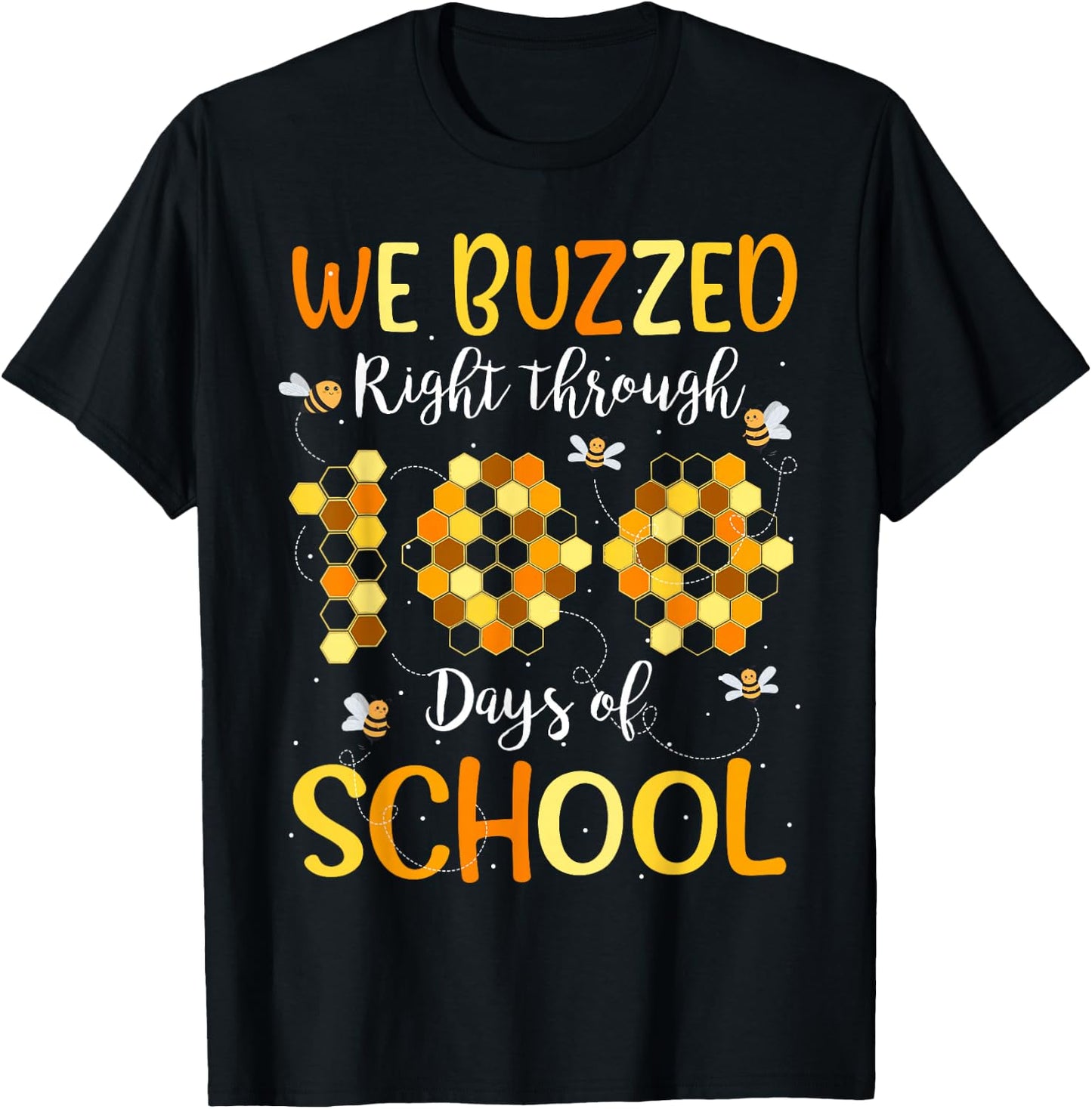 We Buzzed Right Through 100 Days Of School Bees Teacher Kids T-Shirt - T-Shirt | Black