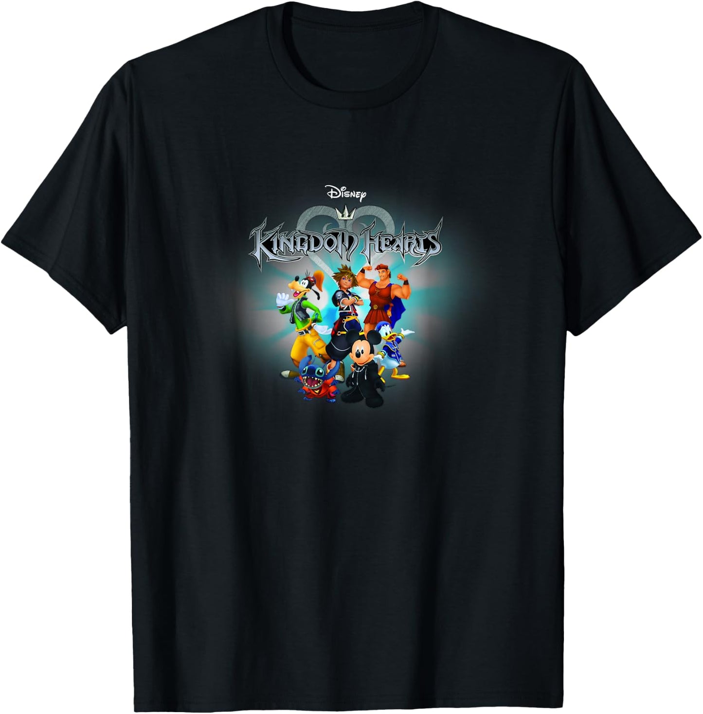 Disney Kingdom Hearts Center Hero Burst Group Shot Poster T-Shirt - T-Shirt | Black