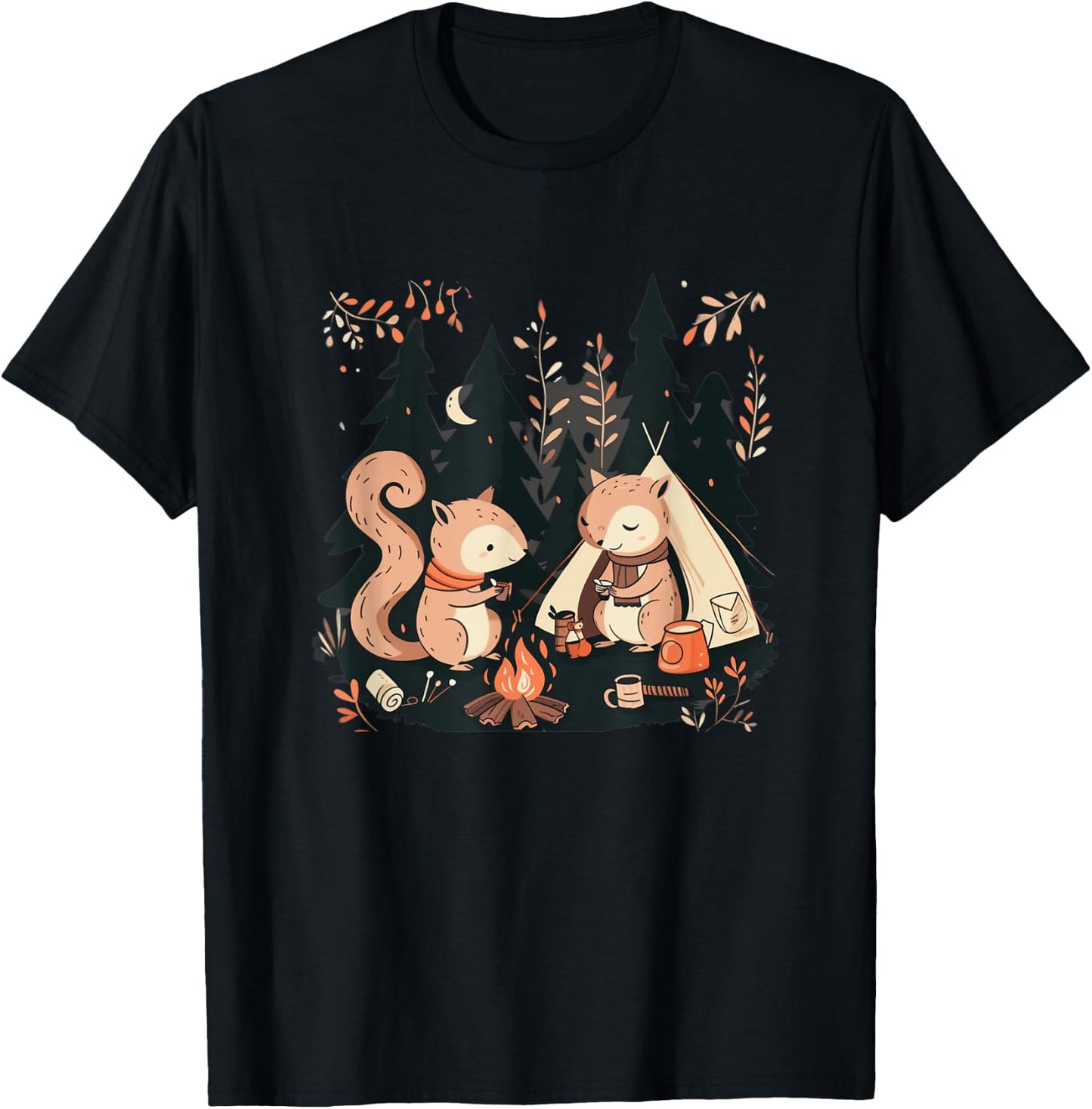 Camping Squirrels T-Shirt - T-Shirt | Black