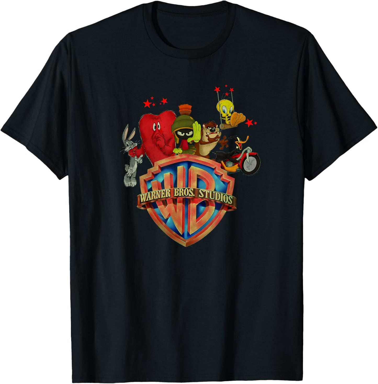 WB100 Looney Tunes Trouble Makers Warner Bros. Logo T-Shirt - T-Shirt | Black
