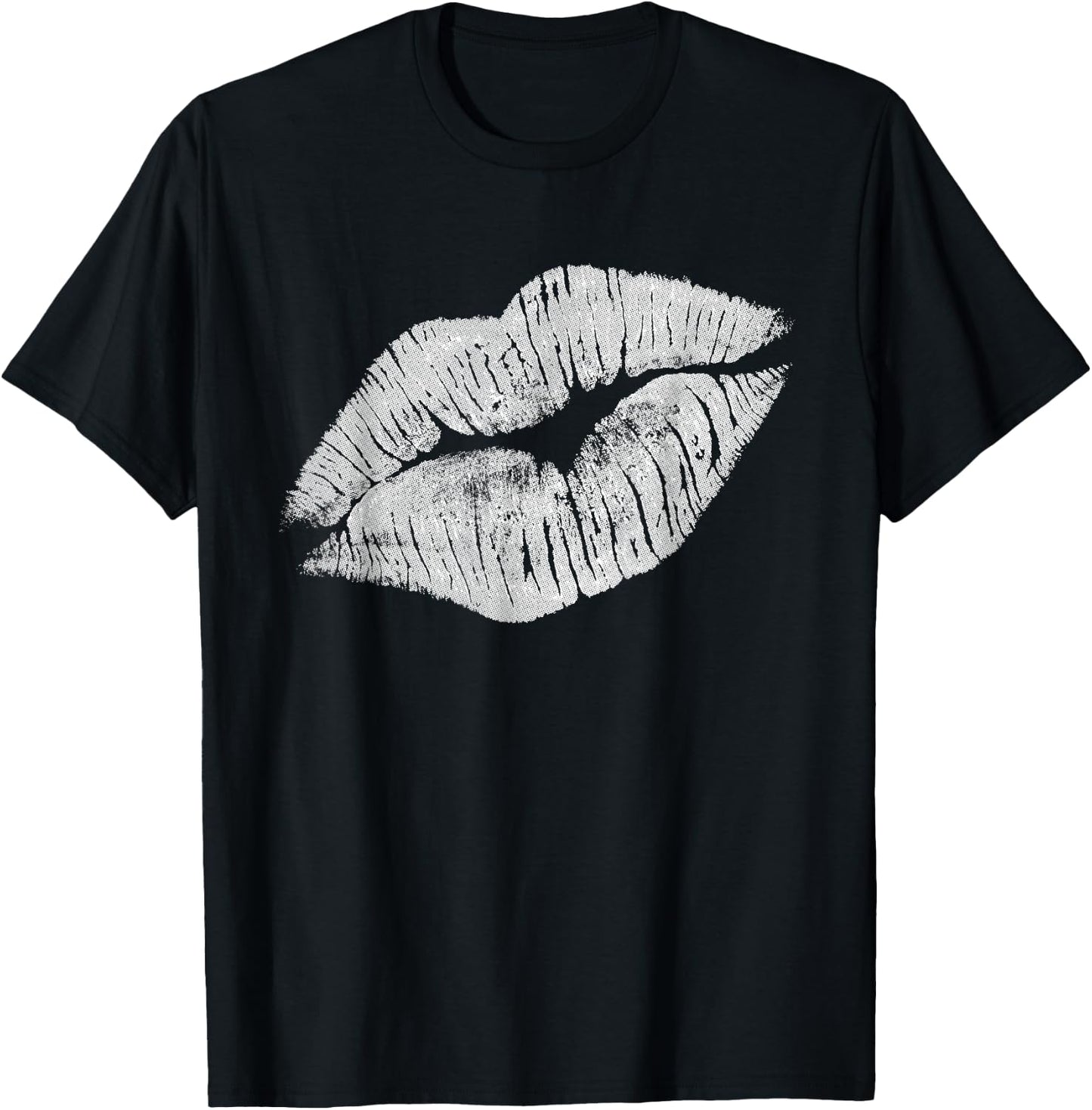 White Kissing Lipstick | Perfect 80s Party Design T-Shirt - T-Shirt | Black