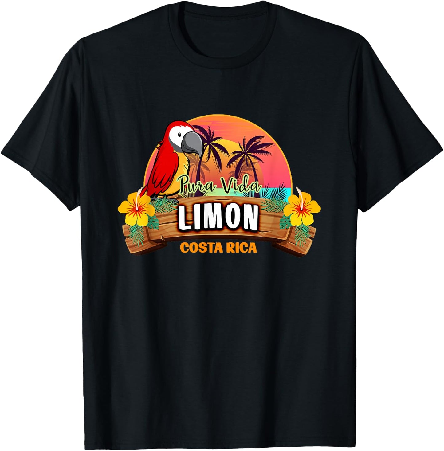 Limon Costa Rica Pura Vida Tropical Vacation Souvenir T-Shirt - T-Shirt | Black