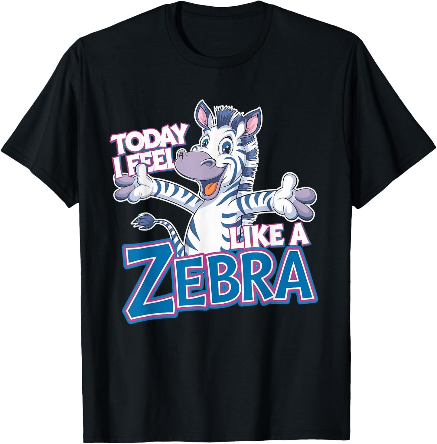 Childrens Today I feel like a Zebra Design | Kids Zebra T-Shirt - T-Shirt | Black