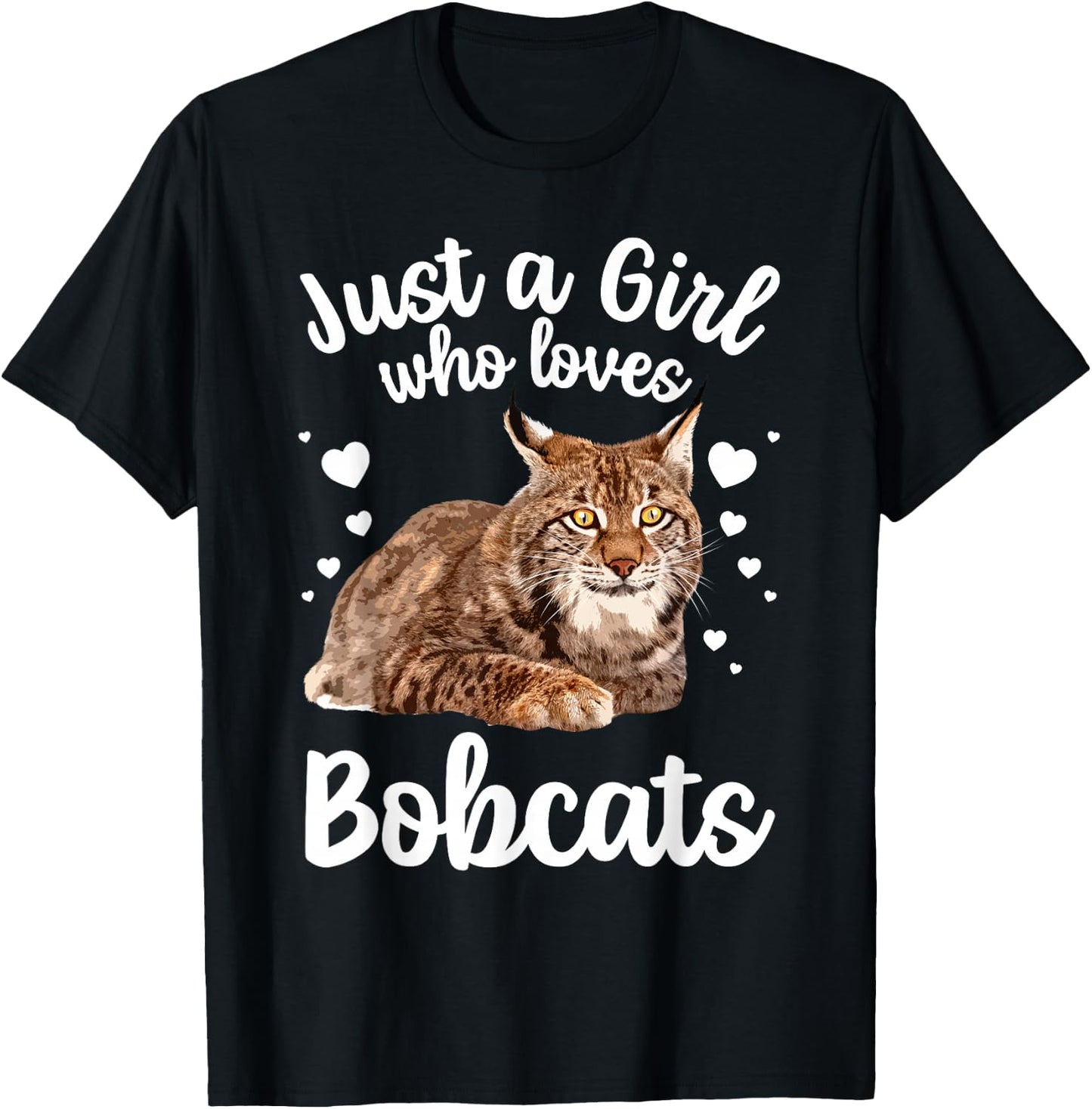 Cool Bobcat for Girls Kids Women Cat Animal Lover Bobcats T-Shirt - T-Shirt | Black