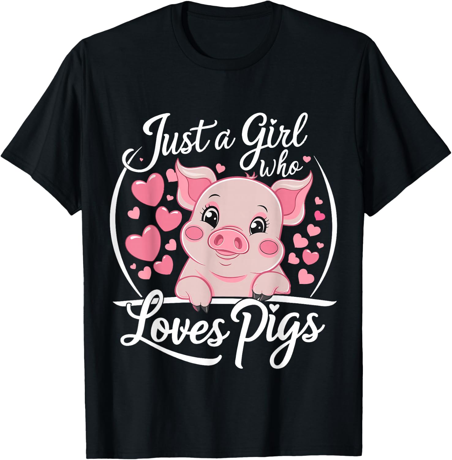 Pig Lover Just A Girl Who Loves Pigs T-Shirt - T-Shirt | Black