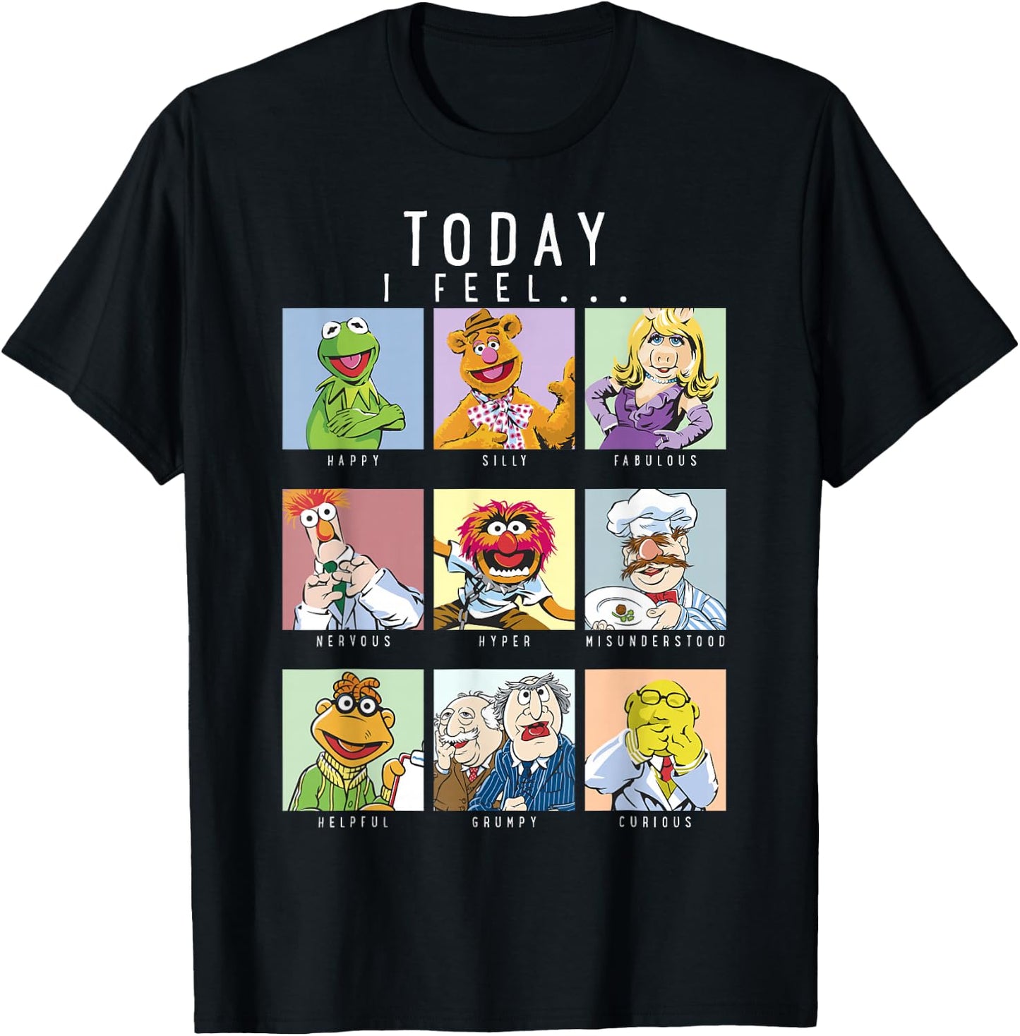 Disney The Muppets Today I Feel Box Up Character Portraits T-Shirt - T-Shirt | Black