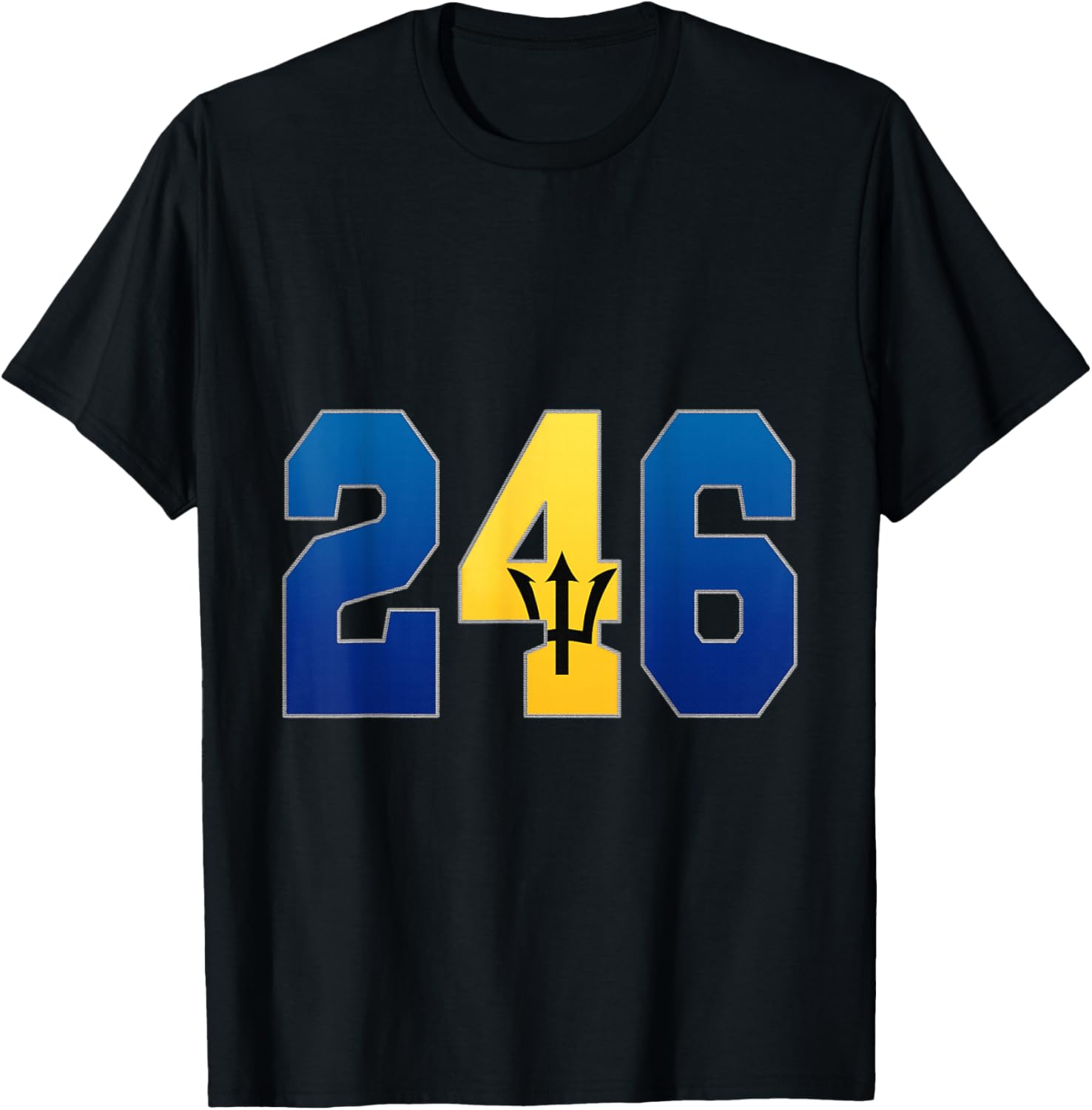 Bajan shirt Barbados shirt area country code 246 T-Shirt - T-Shirt | Black