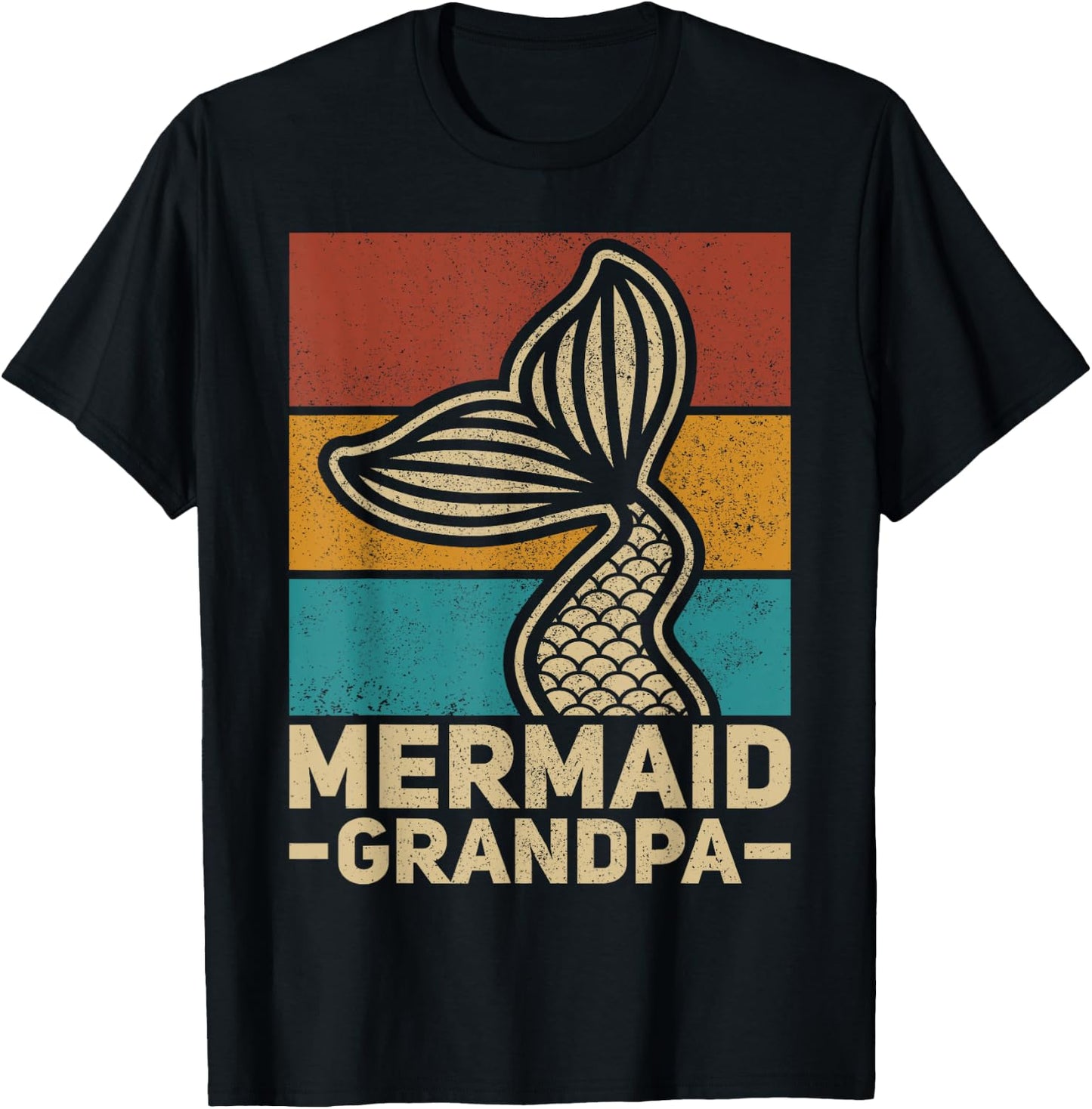 Mermaid Grandpa Mermaid Birthday Party Grandfather Outfit T-Shirt - T-Shirt | Black