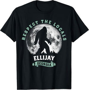 Ellijay, Georgia Respect the Locals Bigfoot Sasquatch T-Shirt - T-Shirt | Black
