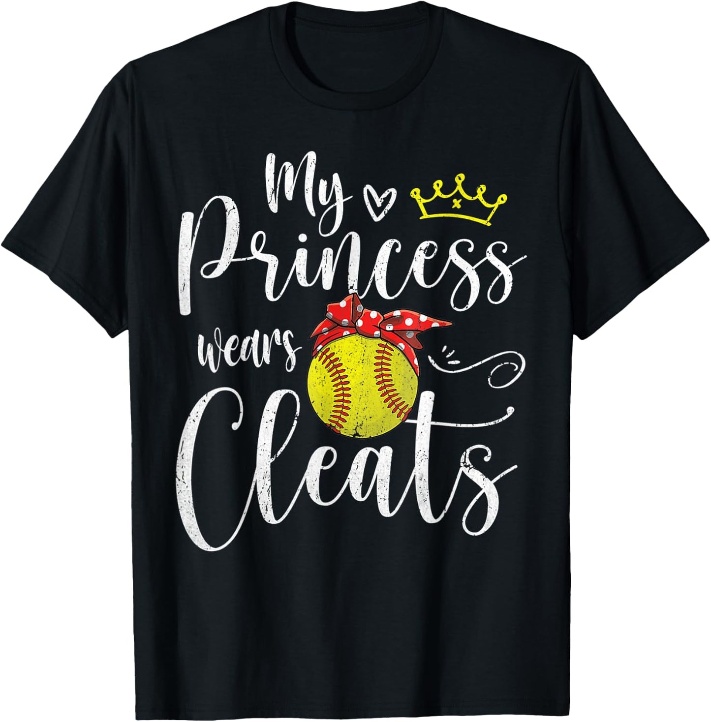 My Princess Wears Cleats Funny Baseball Softball T-Shirt - T-Shirt | Black