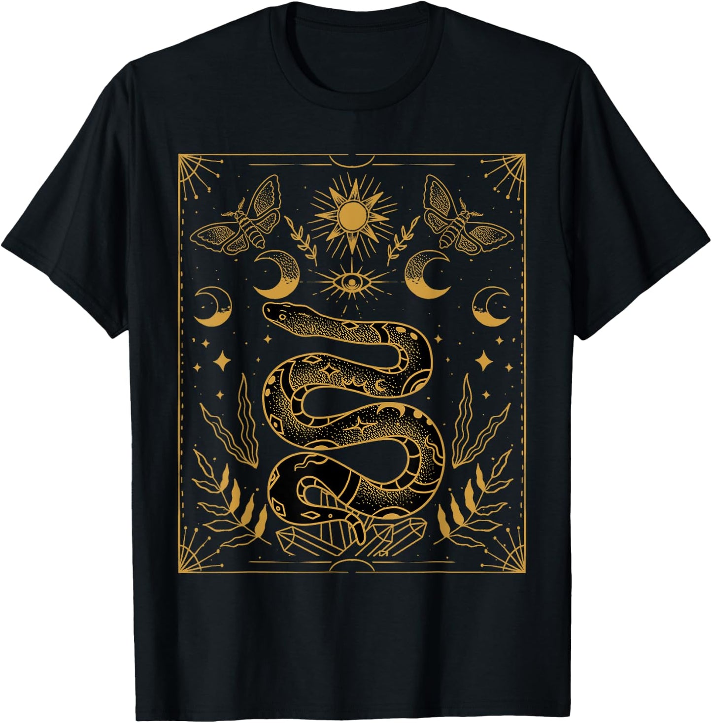Himmlische Schlange und Sterne Shirt - Hexe Boho Tarot Schlange T-Shirt - T-Shirt | Black