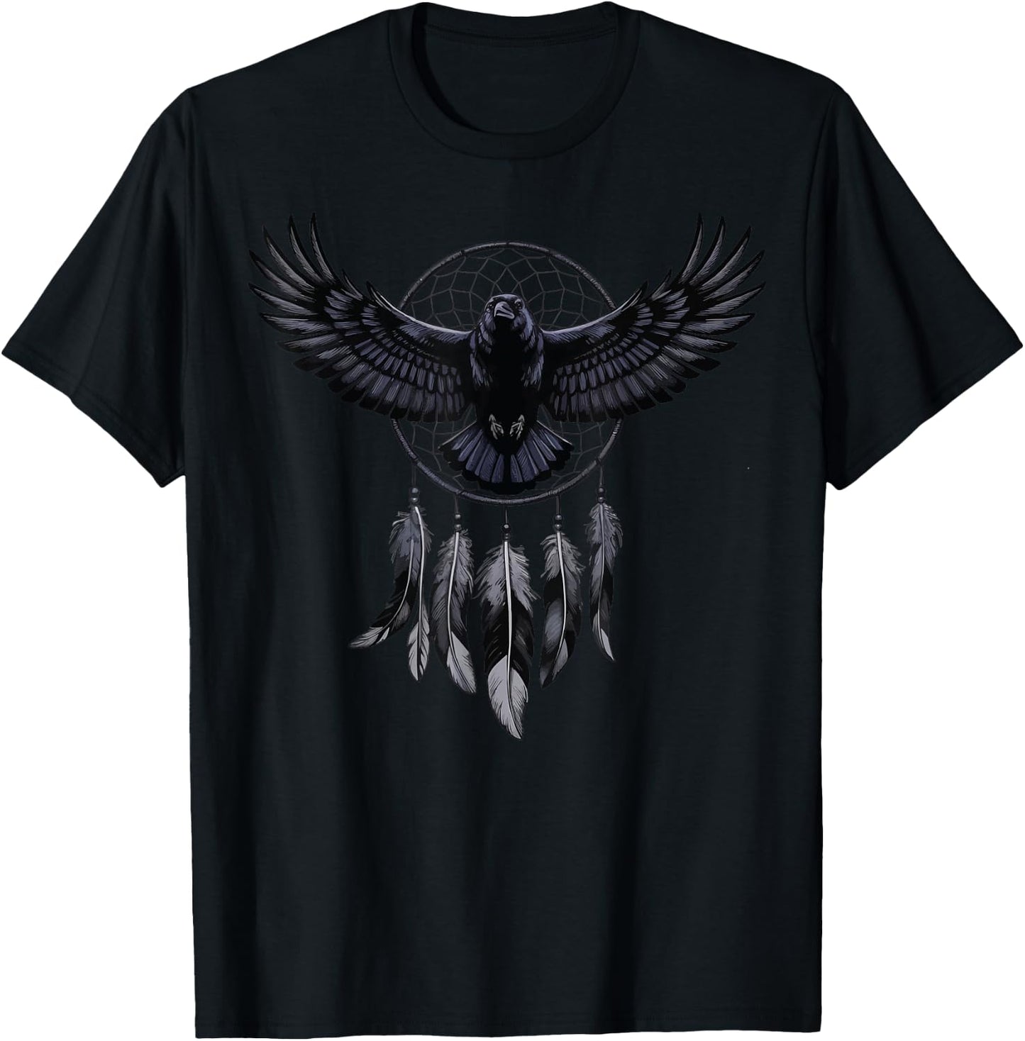 Raven Dreamcatcher Goth T-Shirt - T-Shirt | Black