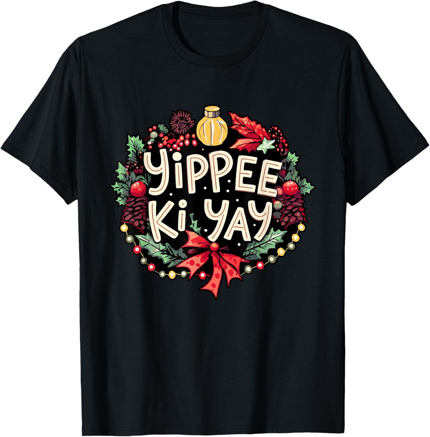 Yippee-Ki-Yay -Adults Winter Black Cartoon Christmas Humorous Festive T-Shirt - T-Shirt | Black