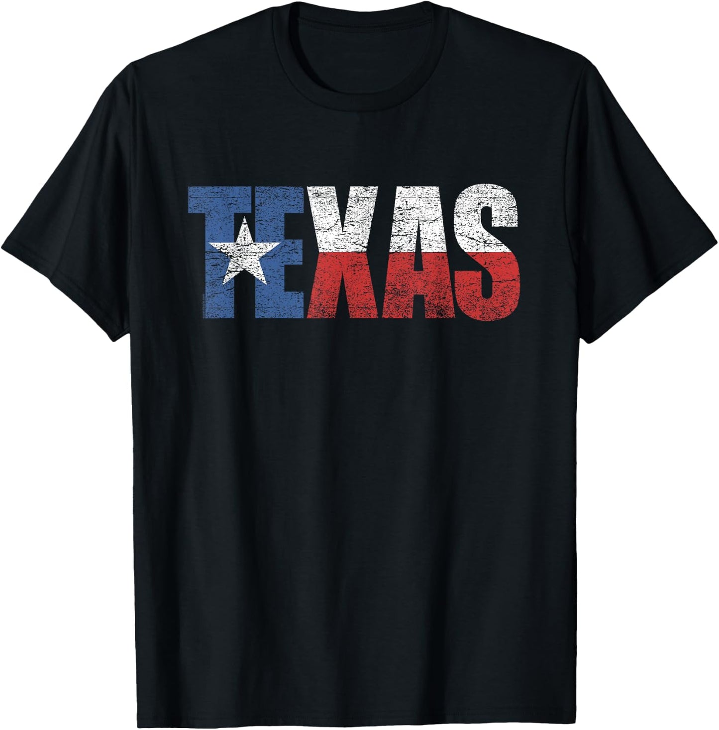 Texas Women Men Kids | Texas State Flag Distressed T-Shirt - T-Shirt | Black