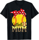 Softball Mom Messy Bun Leopard Softball Mothers Day T-Shirt - T-Shirt | Black