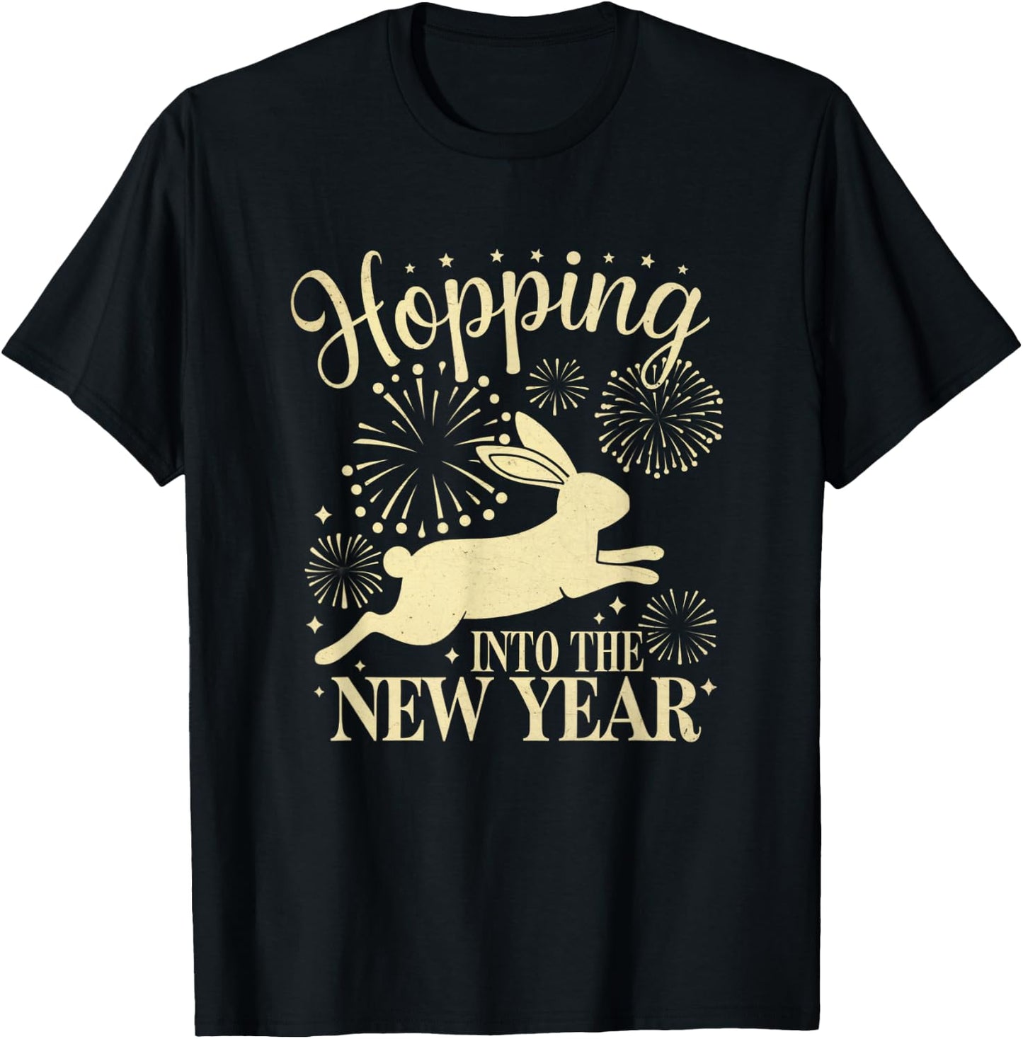 Hopping Into the New Year Festive Bunny Joy T-Shirt - T-Shirt | Black