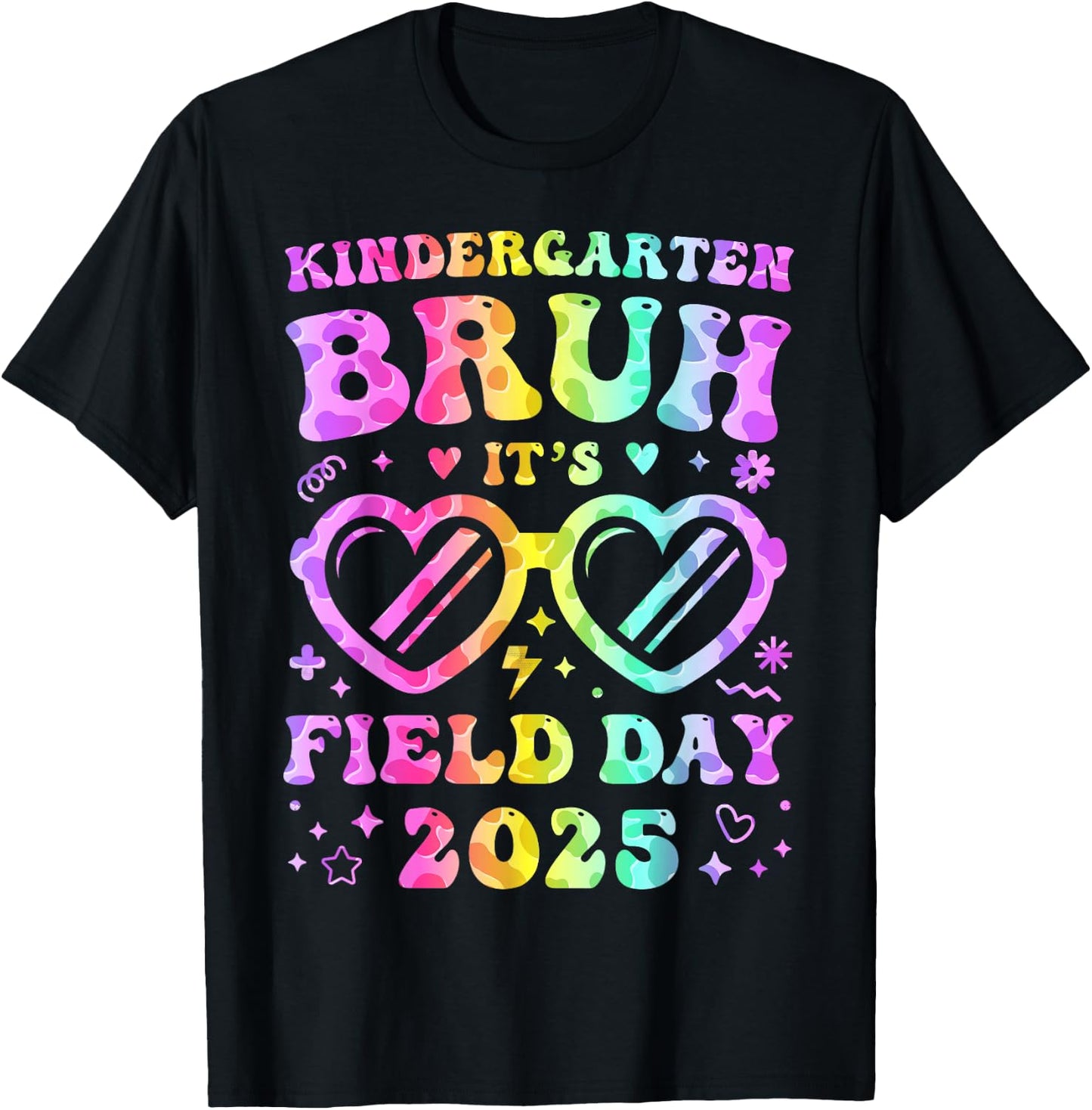 Fun Bruh Kindergarten Field Day 2025 Happy Teacher Girl Kids T-Shirt - T-Shirt | Black