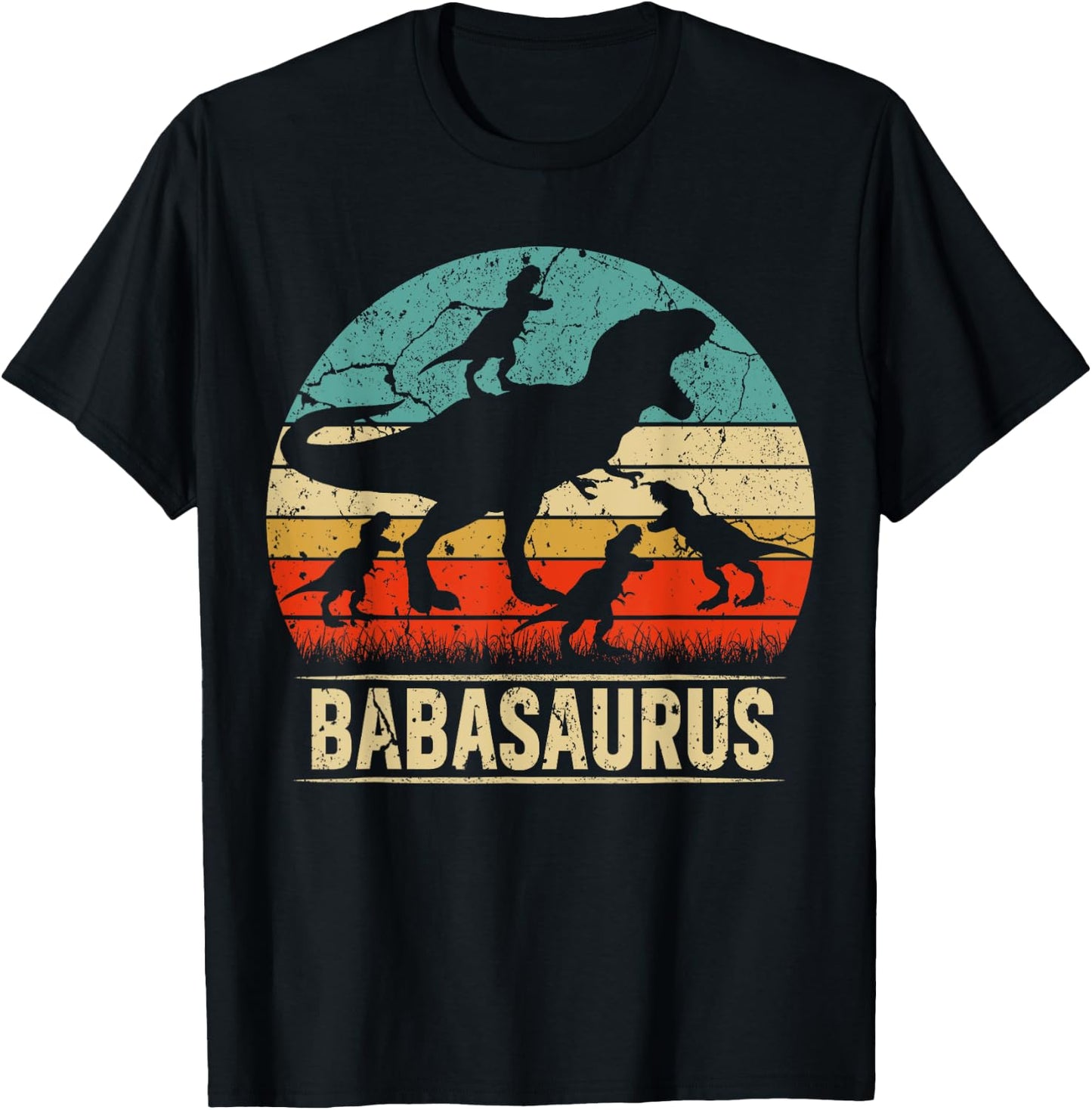 Baba Dinosaur T Rex Babasaurus 4 kids Family Matching T-Shirt - T-Shirt | Black
