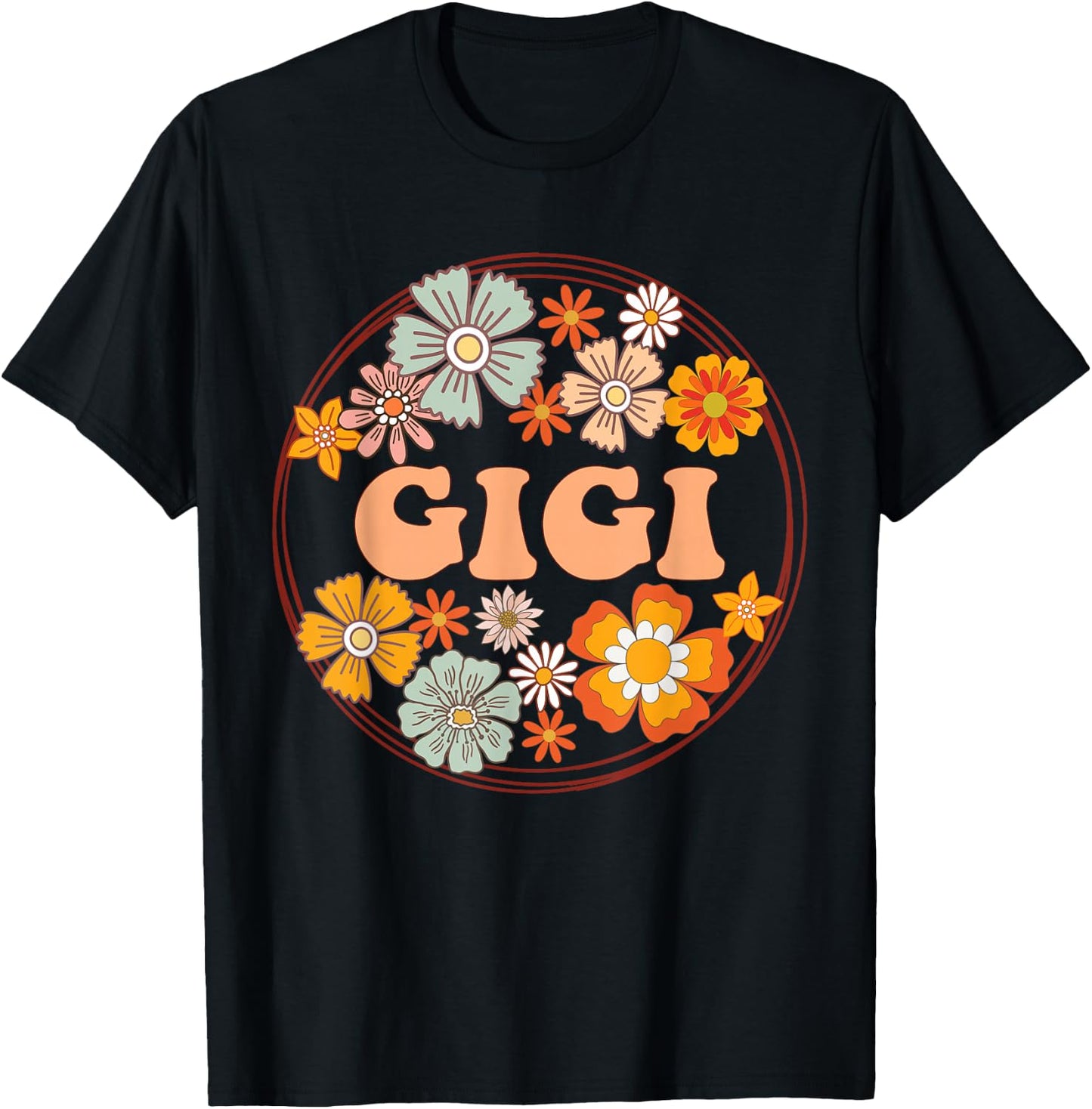 Groovy Gigi Retro Flowers Women Mother's Day Grandma T-Shirt - T-Shirt | Black