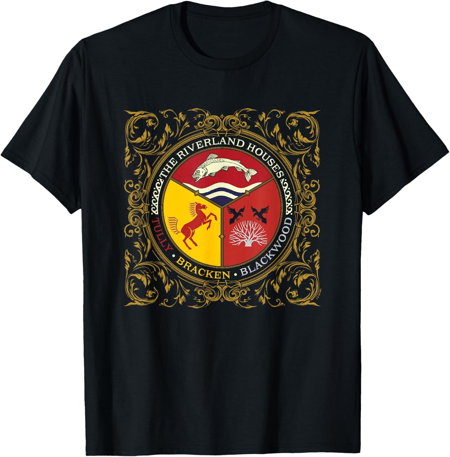 Game Of Thrones Riverland Houses Tully Bracken Blackwood T-Shirt - T-Shirt | Black