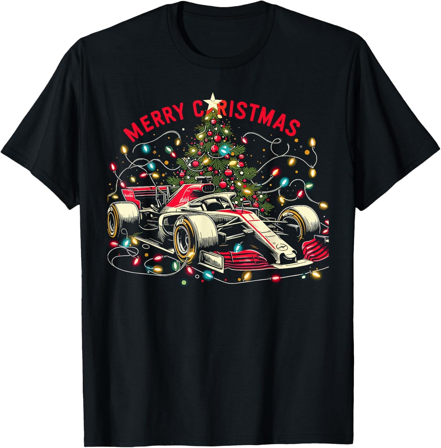 Car Race Christmas Pajamas - Santa Race Car Pjs T-Shirt - T-Shirt | Black