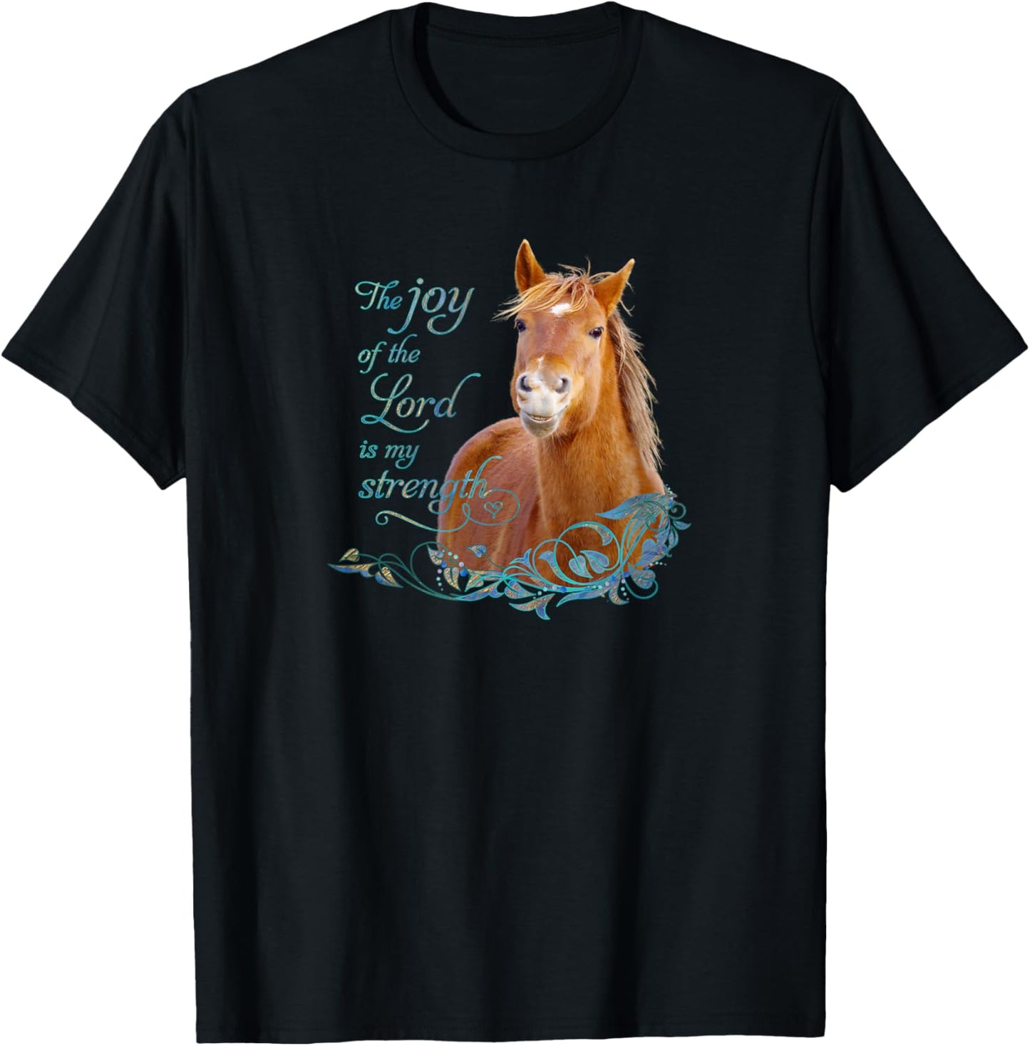 Christian Bible Verse Smiling Horse T-Shirt - T-Shirt | Black