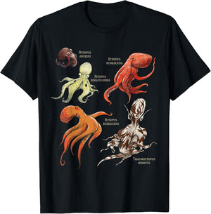 Marine Biology Different Types of Octopodes T-Shirt - T-Shirt | Black