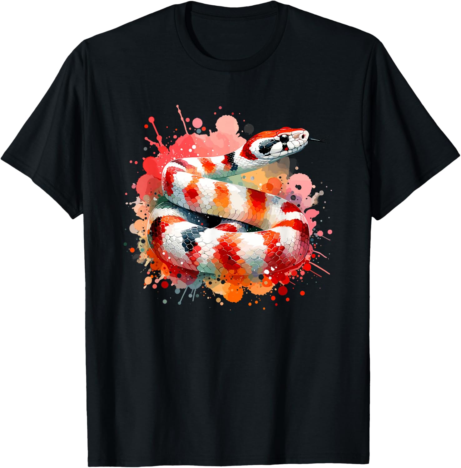 Watercolor Milk Snake Animal Snake Owner Reptile Milk Snake T-Shirt - T-Shirt | Black