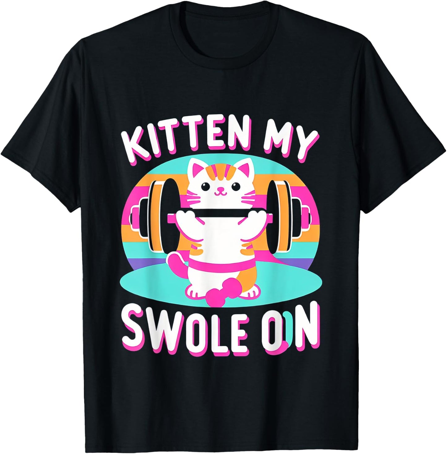 Kitten My Swole On Cute Gym Workout T-Shirt - T-Shirt | Black