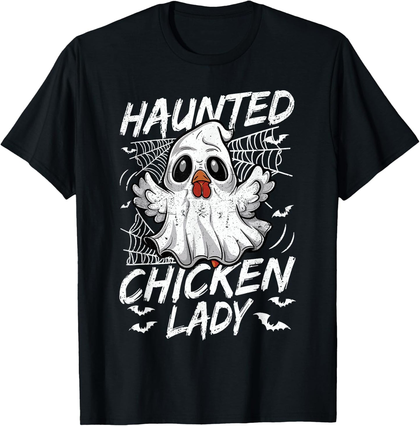 Halloween Chicken Ghost Haunted Chicken Lady Women T-Shirt - T-Shirt | Black