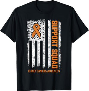 Kidney Cancer Support Squad Family Kidney Cancer Awareness T-Shirt - T-Shirt | Black